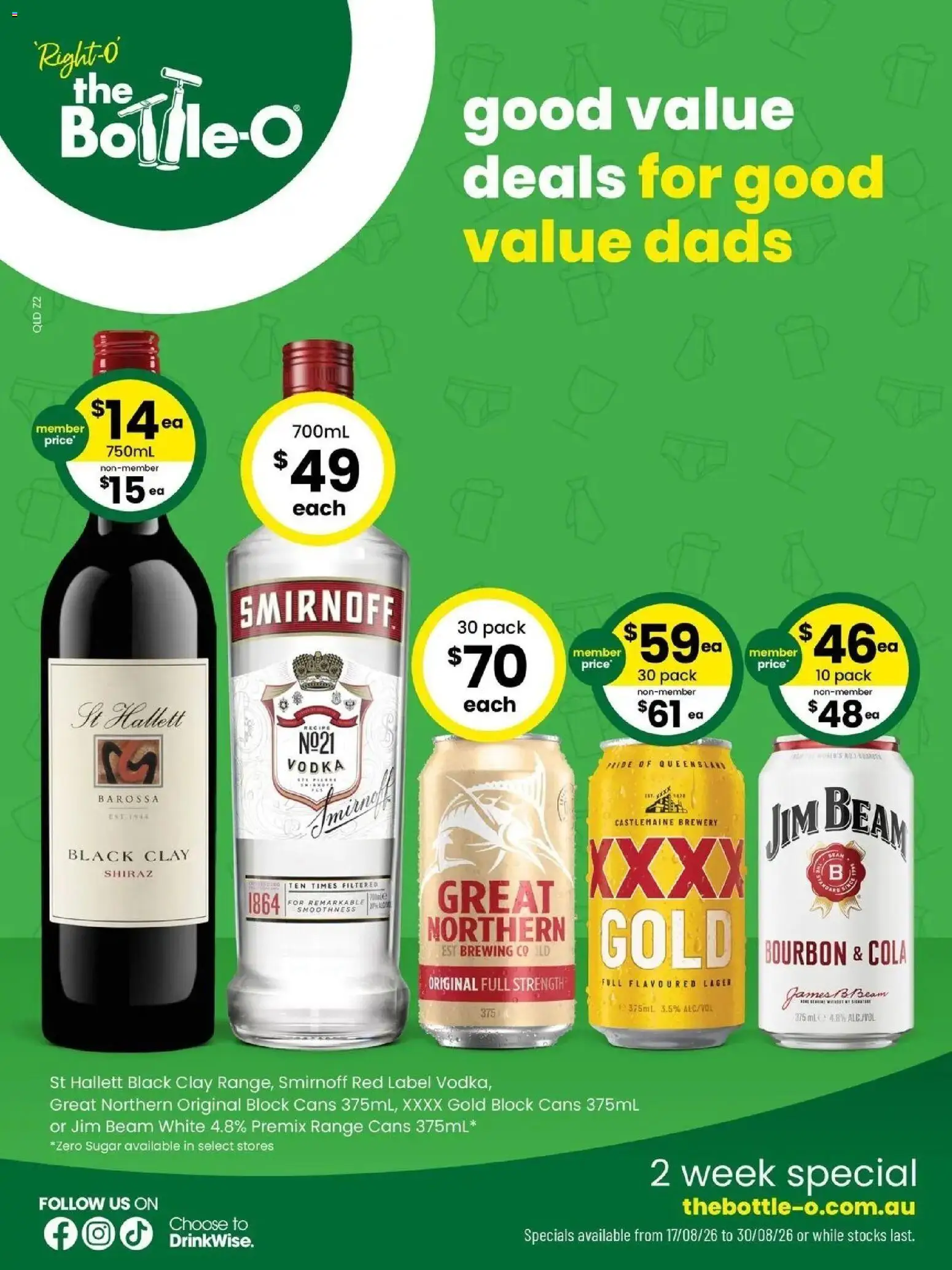 The Bottle-O catalogue - valid from 17/08/2026 | Page: 1 | Products: Bourbon, Vodka, Sugar, Clay
