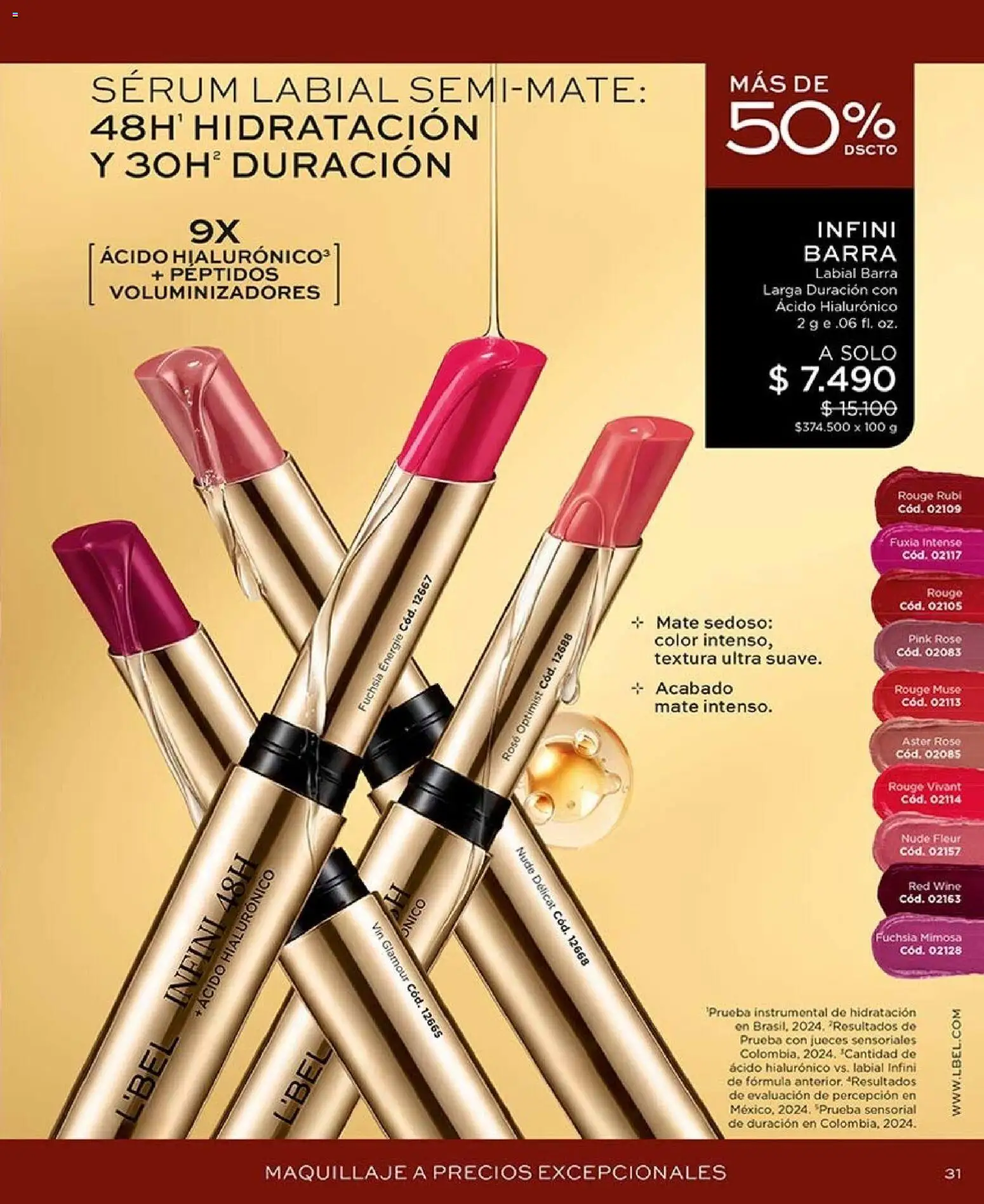 Catálogo L'Bel Campaña 15 │ válido desde el 06.09.2026 | Página: 31 | Productos: Maquillaje, Mate, Labial, Serum