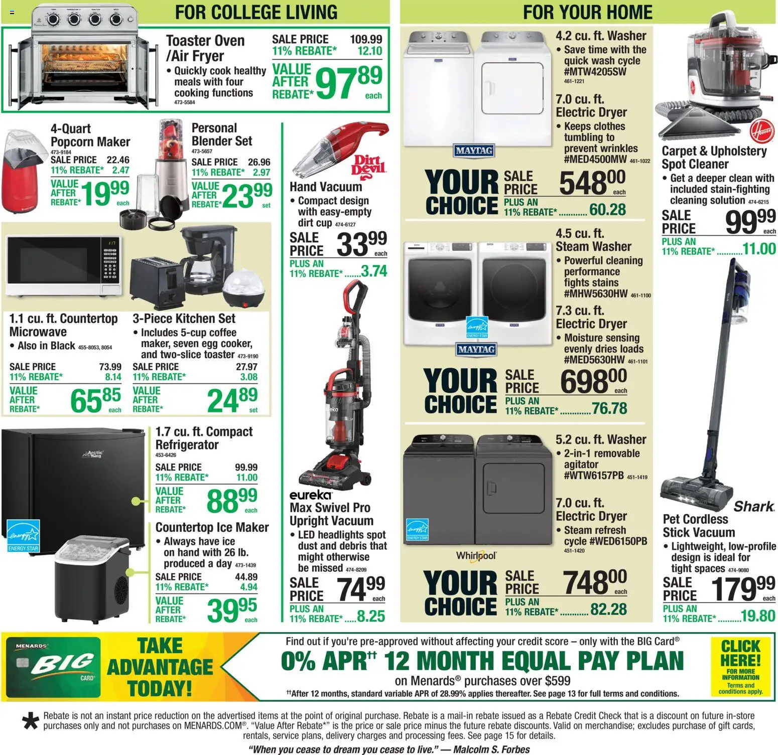 Menards Weekly Ad - valid from 08/13/2026 | Page: 20 | Products: Popcorn, Ice, Popcorn Maker, Dryer