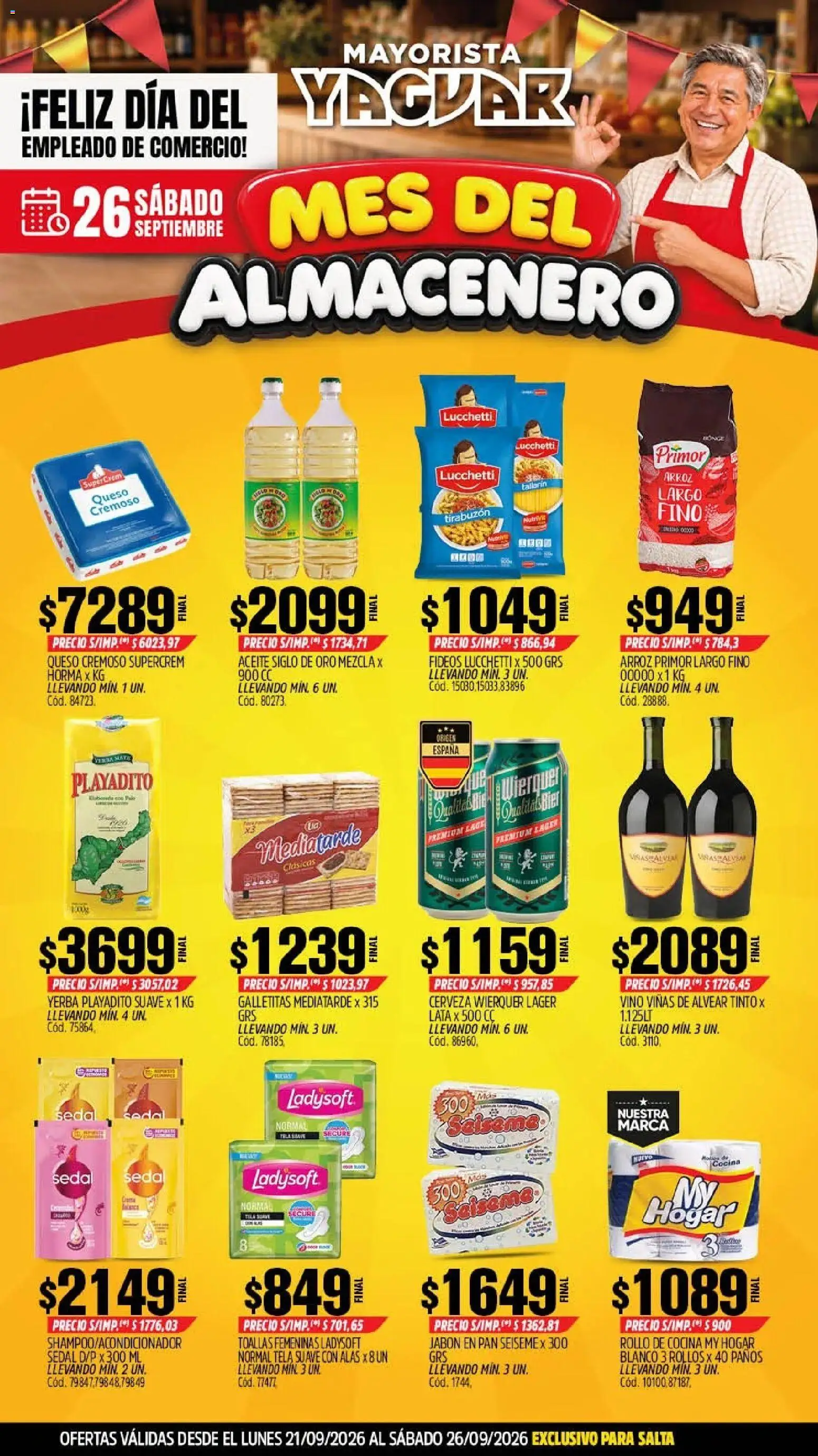 Yaguar - Oferta Semanal Salta │ válido desde el 21/09/2026 | Página: 1 | Productos: Cocina, Toallas, Jabón, Arroz