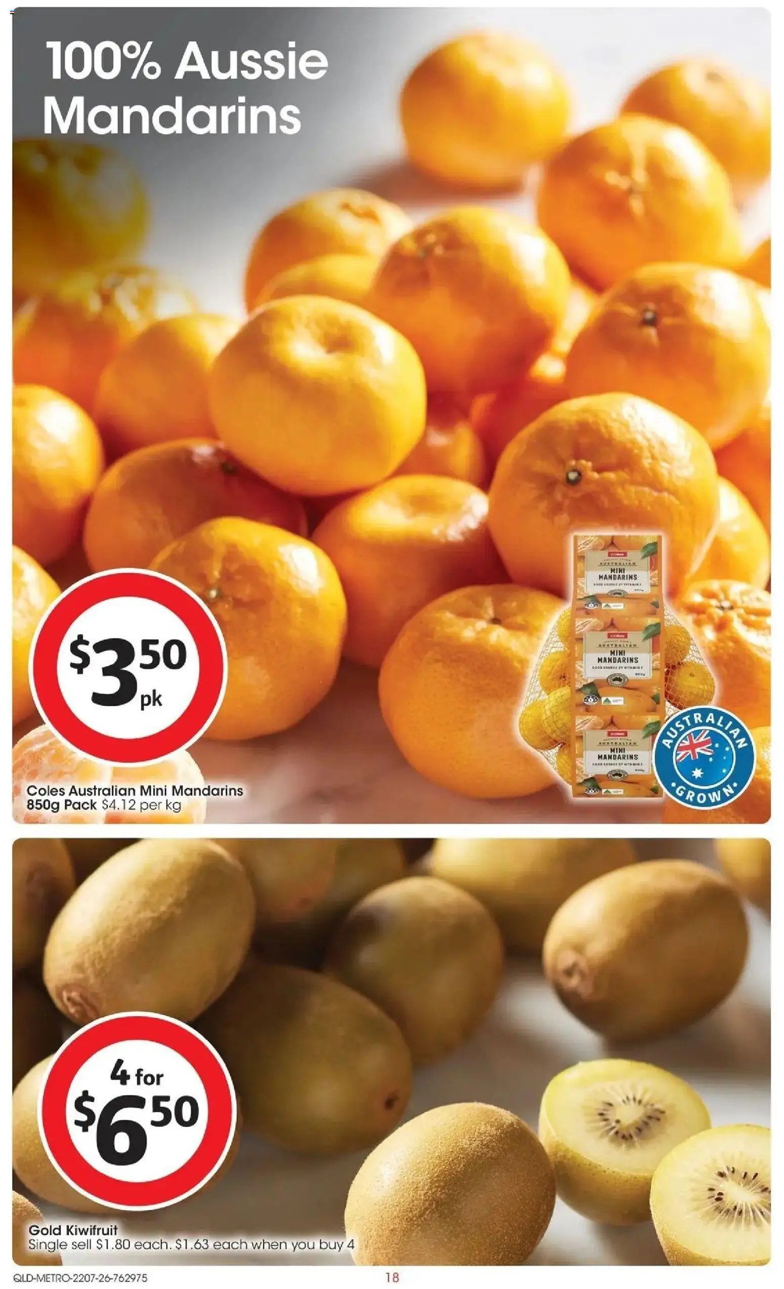 Coles catalogue - valid from 22/07/2026 | Page: 18 | Products: Kiwifruit, Mandarins