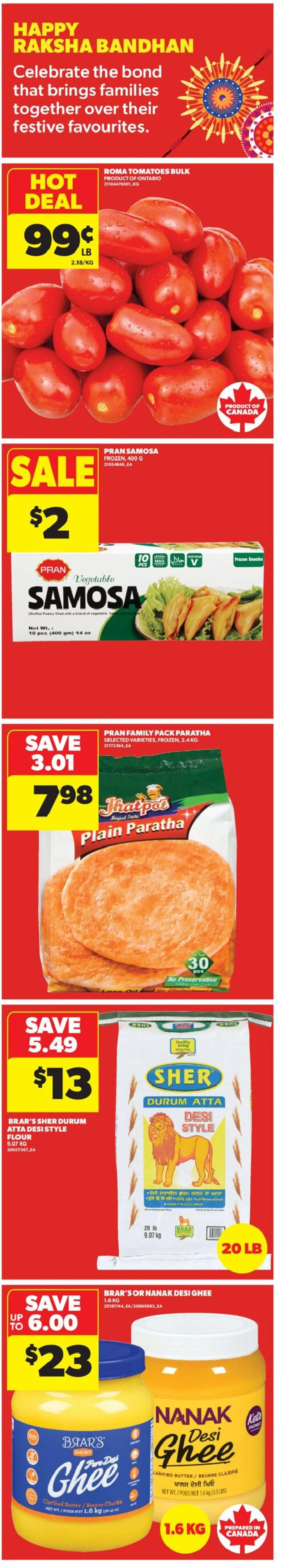 Real Canadian Superstore flyer valid from Aug 20, 2026 | Page: 5 | Products: Flour, Pastry, Snacks, Tomatoes