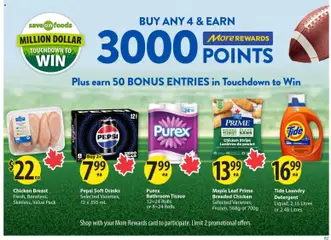 Preview of Save on foods weekly flyer / circulaire from shop Save on foods valid from Jul 16, 2026 | Page: 30 | Products: Detergent, Chicken
