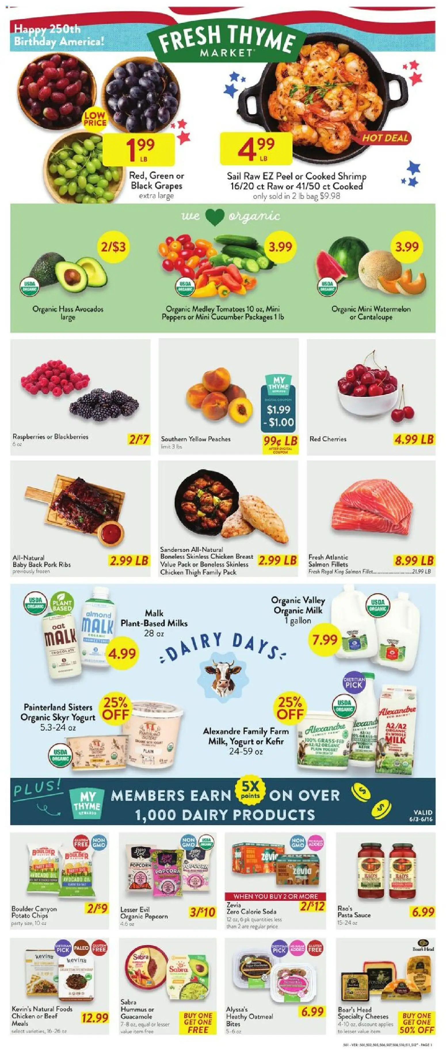 Fresh Thyme Weekly Ad - MN - valid from 10.06.2026 | Page: 3 | Products: Tomatoes, Watermelon, Grapes, Bag