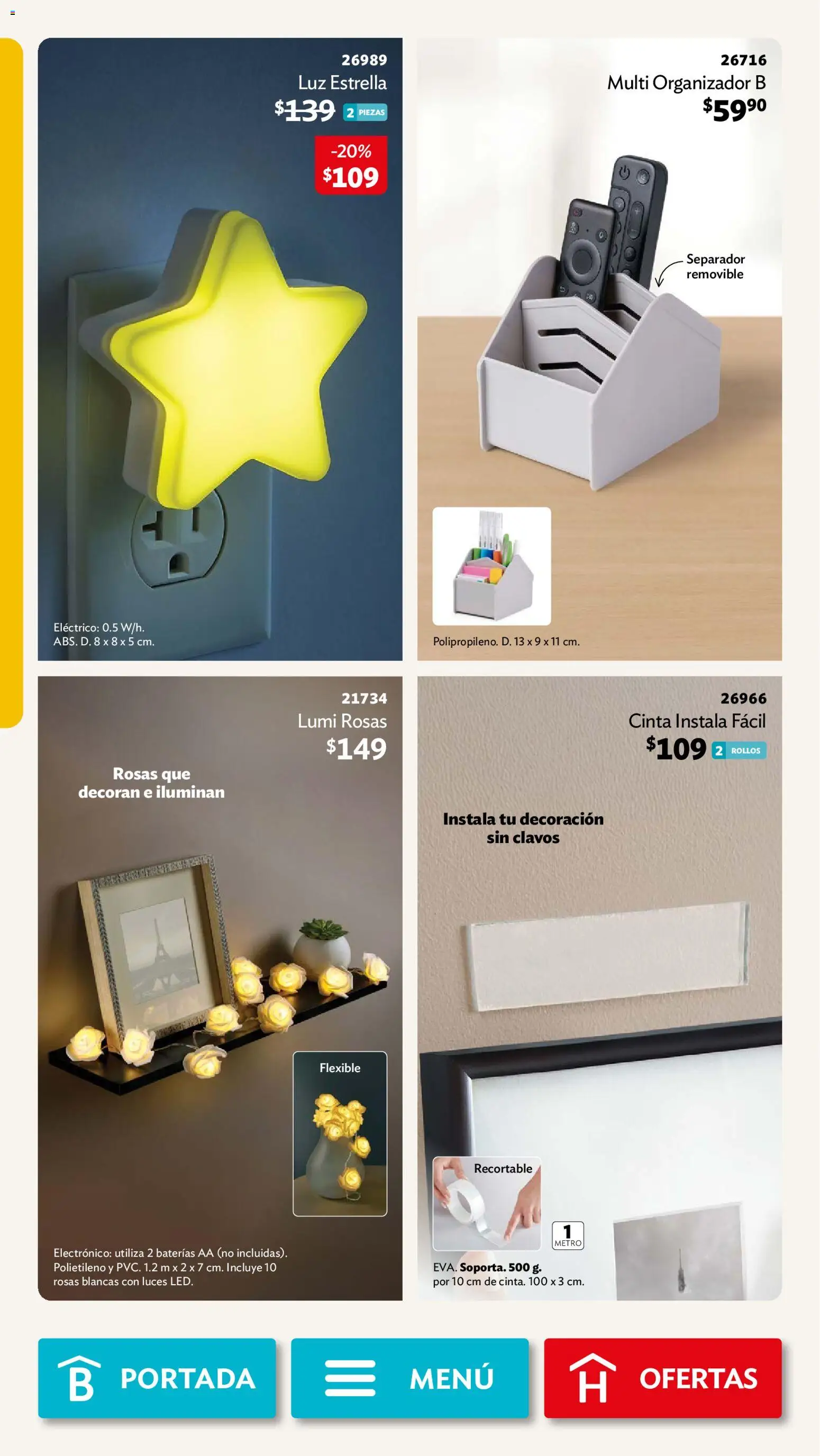 Nuevas ofertas de Betterware válidas en toda la República Mexicana desde el 31/08/2026. ¡Encuentra las mejores ofertas en Betterware campaña 9 2026! | Página: 72 | Productos: Organizador, Cinta, Decoración, Flexible