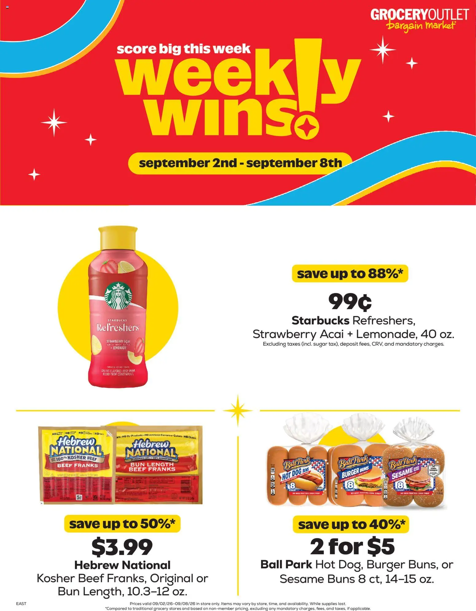 Grocery Outlet Weekly Ad - valid from 09/02/2026 | Page: 1 | Products: Corn, Juice, Beef, Lemonade