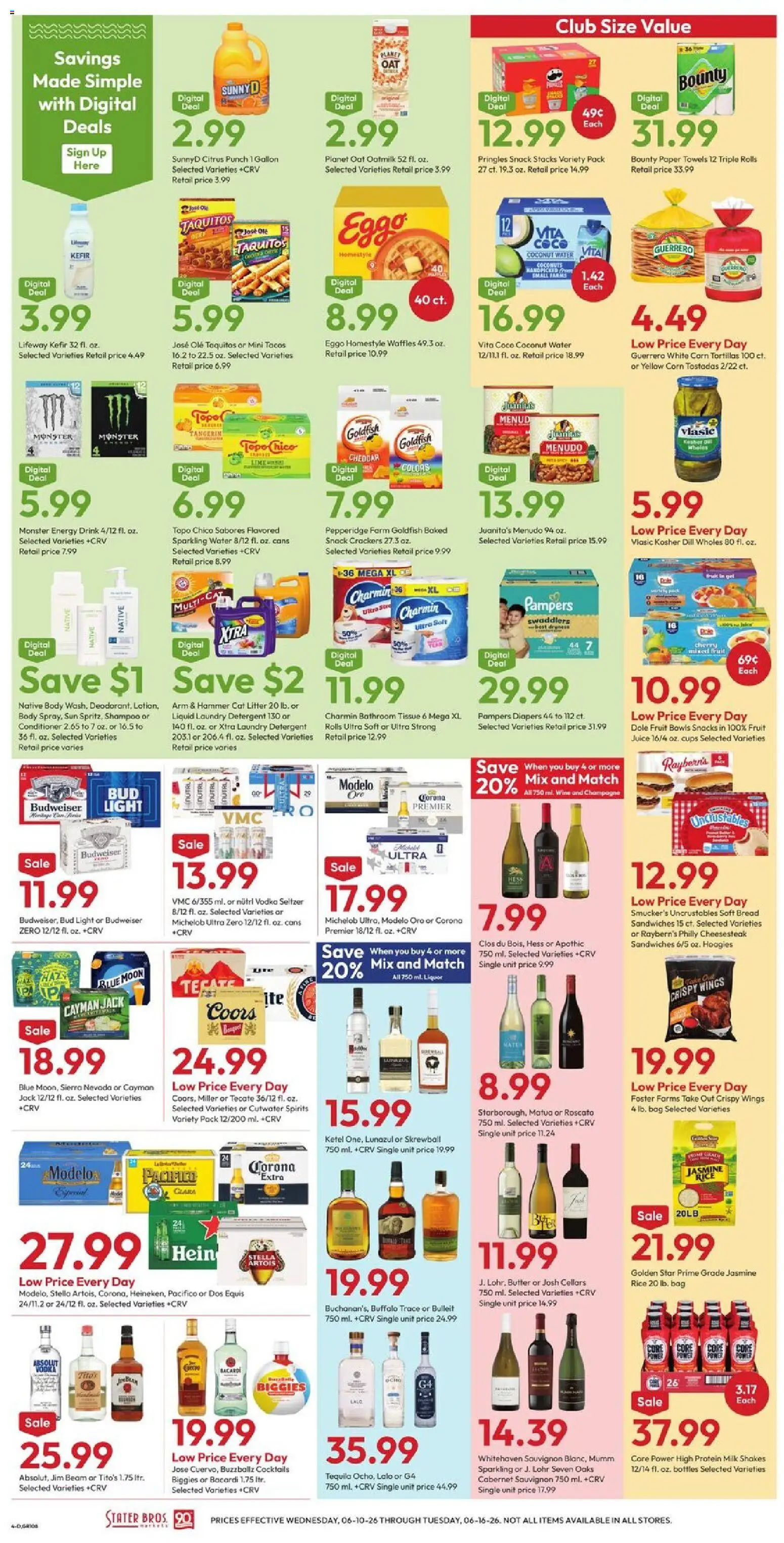 Stater Bros Weekly Ad - valid from 10.06.2026 | Page: 4 | Products: Corn, Shampoo, Water, Dill