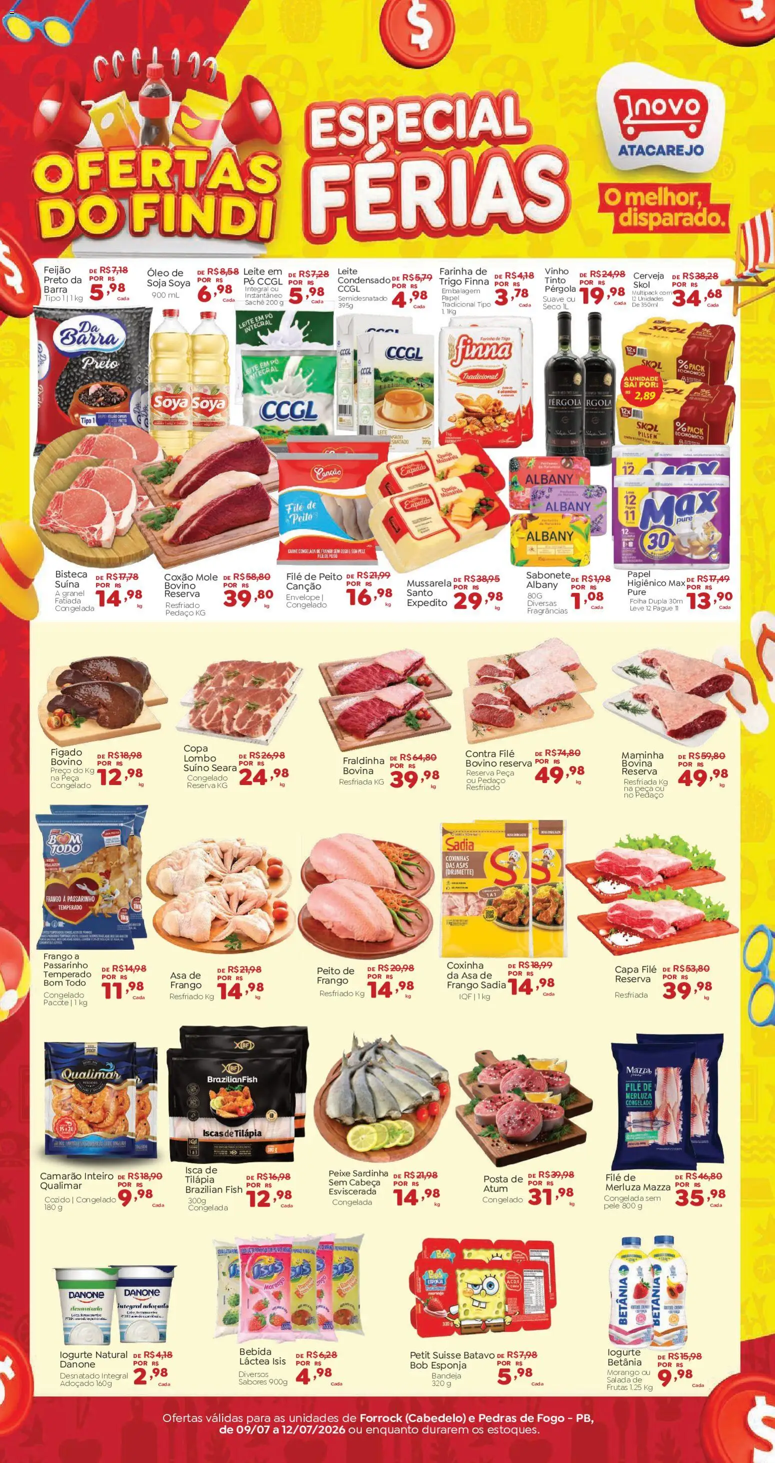 Novo Atacarejo Folheto - válido de 09/07/2026 | Página: 1 | Produtos: Pó, Tilápia, Vinho, Peixe