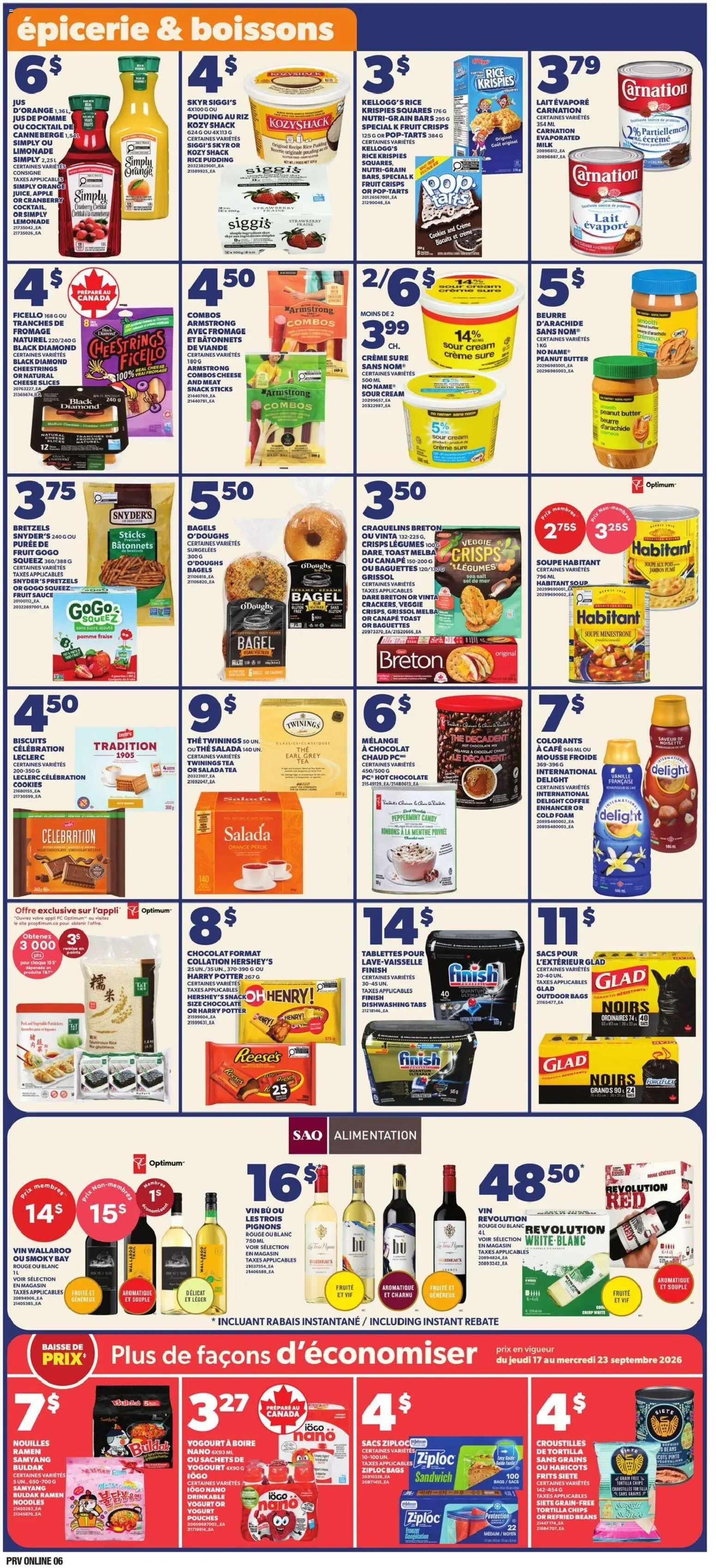 Provigo flyer valid from Sep 17, 2026 | Page: 8 | Products: Sour cream, Legumes, Cocktail, Chocolate