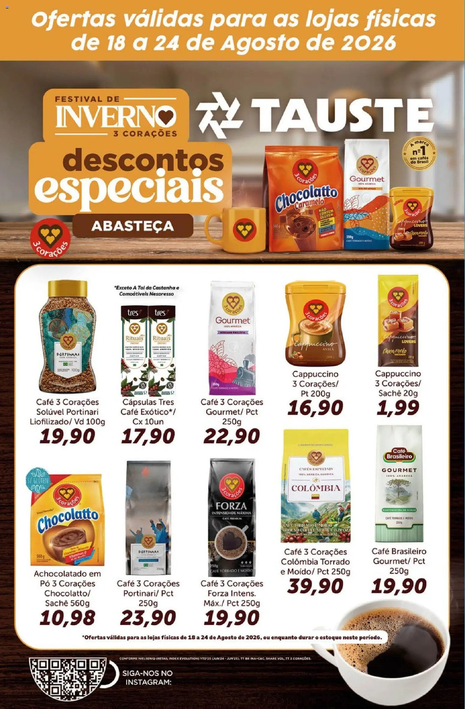 Tauste Folheto - válido de 18/08/2026 | Página: 1 | Produtos: Pó, Cappuccino, Achocolatado, Café