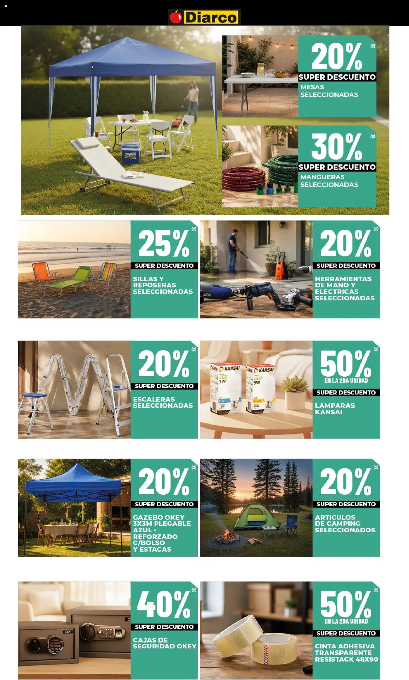 Diarco - Ofertas Interior │ válido desde el 03/08/2026 | Página: 20 | Productos: Cinta, Gazebo, Herramientas, Lámparas