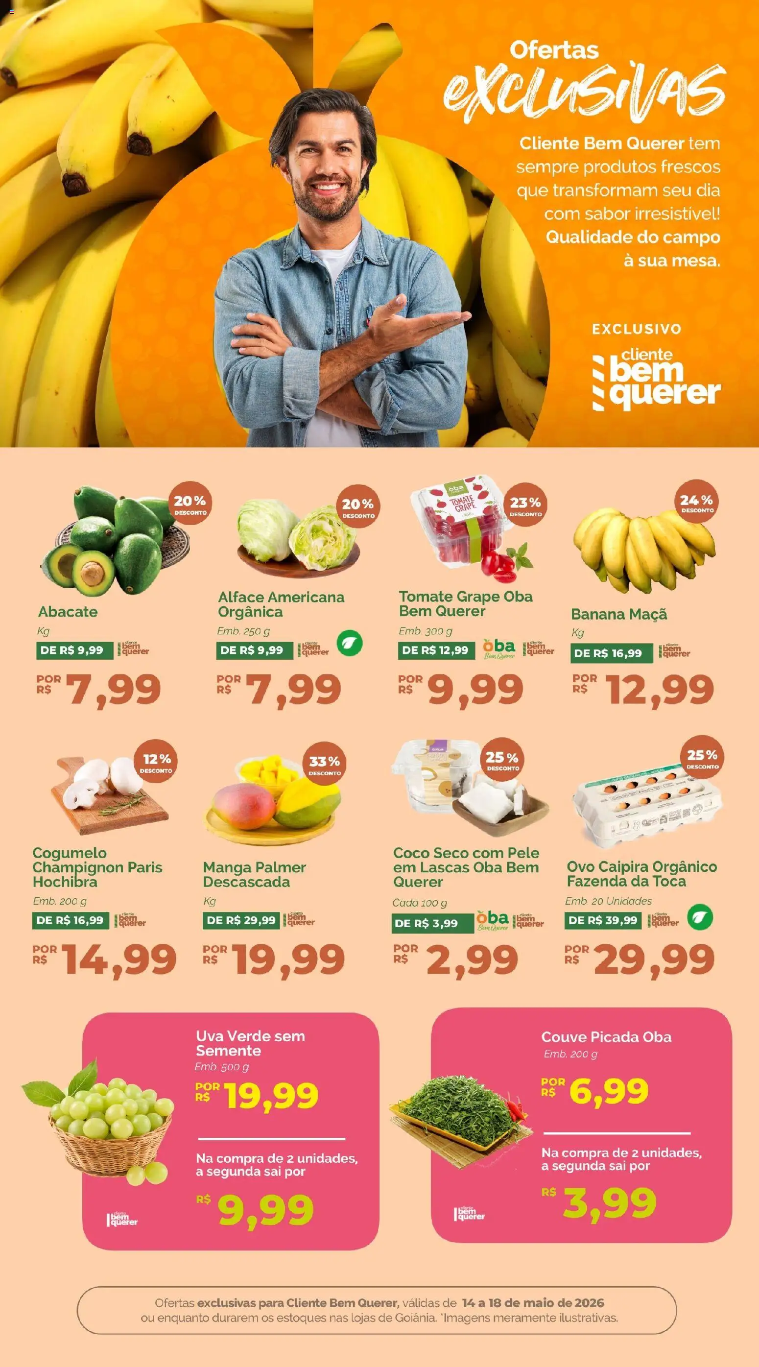 Oba Hortifruti Folheto - válido de 14.05.2026 | Página: 3 | Produtos: Coco, Cogumelo, Alface, Couve