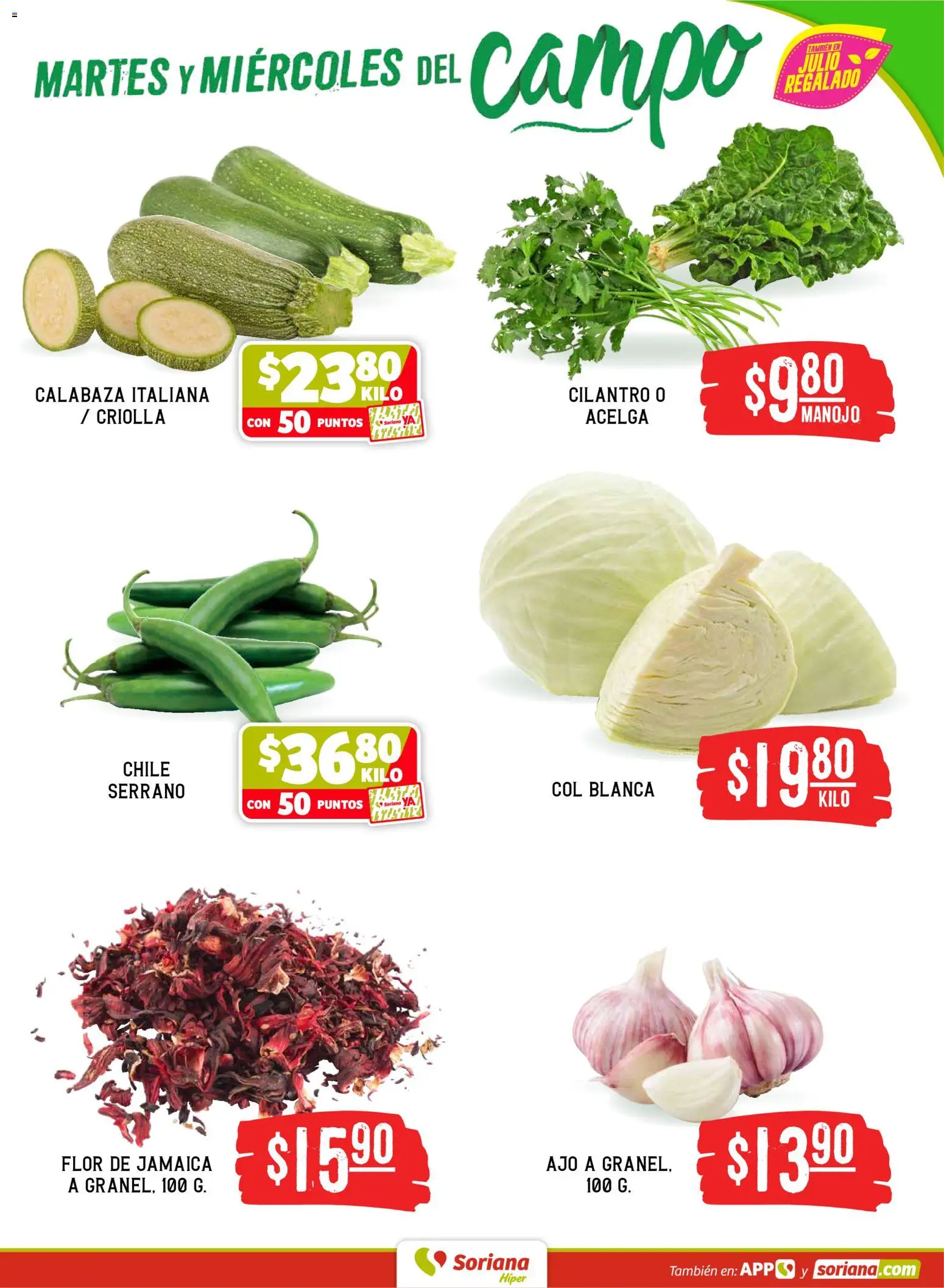 Nuevas ofertas de Soriana válidas en toda la República Mexicana desde el 16.06.2026. ¡Encuentra las mejores ofertas en Soriana Martes y Miércoles del Campo Híper: Ags, Nay, Jal, Qro, Col, Mich, Gto, Hgo, Tlax, Mor, Pue, Gro, Oax, Edo. de Mex, Vall! | Página: 3 | Productos: Acelga, Ajo, Col