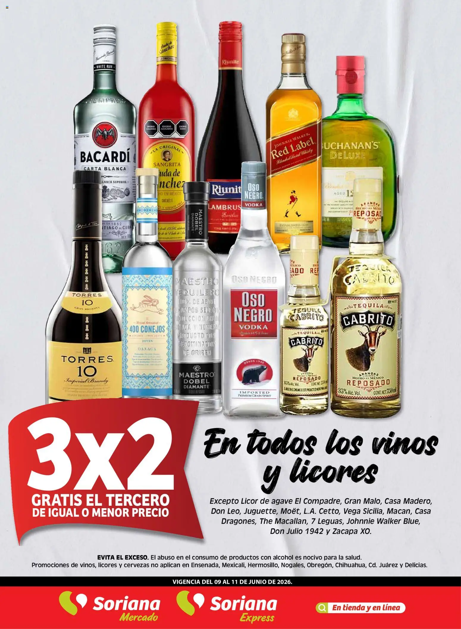Nuevas ofertas de Soriana válidas en toda la República Mexicana desde el 09.06.2026. ¡Encuentra las mejores ofertas en Soriana Frescos del Mandado Mercado: Tamaulipas! | Página: 3 | Productos: Tequila, Té, Vodka