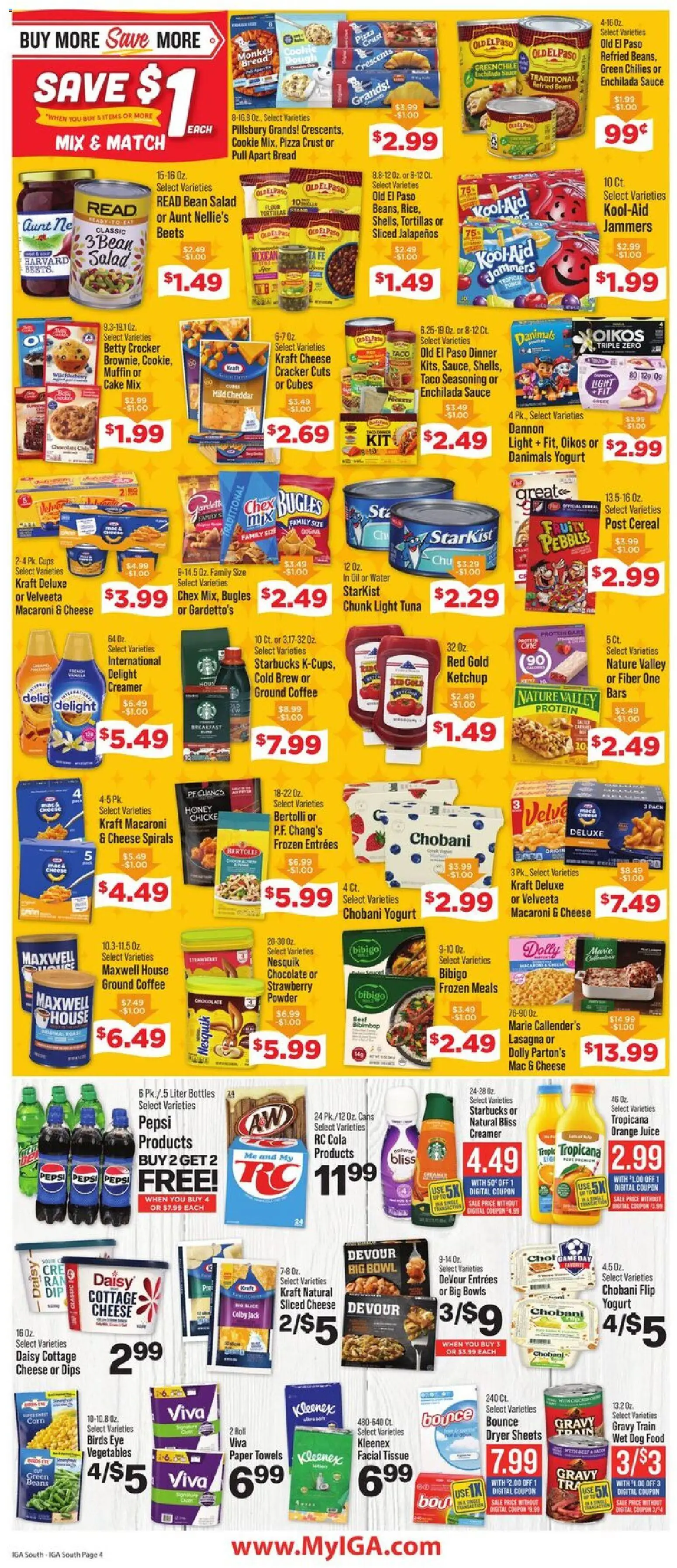 IGA Weekly Ad - valid from 07/08/2026 | Page: 4 | Products: Yogurt, Pizza, Salad, Muffin