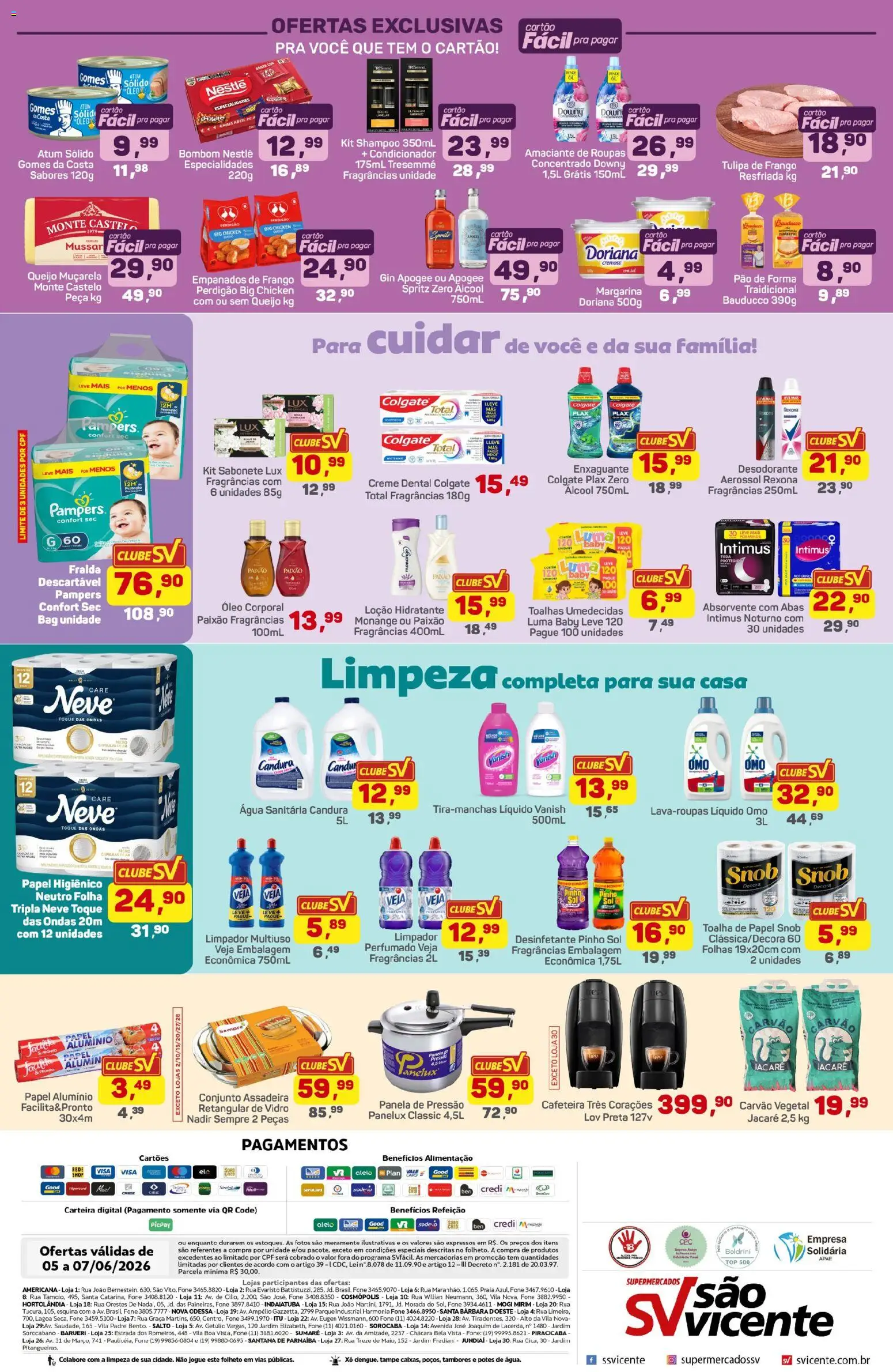 Supermercados São Vicente Folheto - válido de 05.06.2026 | Página: 4 | Produtos: Óleo, Rexona, Bombom, Desinfetante