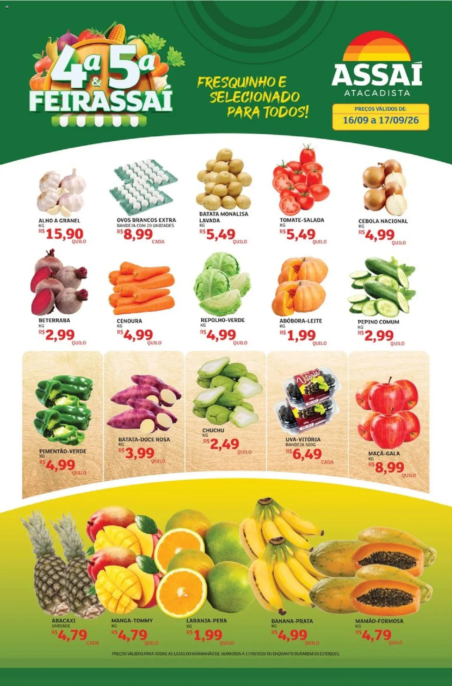 Assaí Atacadista Folheto - válido de 16/09/2026 | Página: 1 | Produtos: Alho, Cebola, Abacaxi, Batata