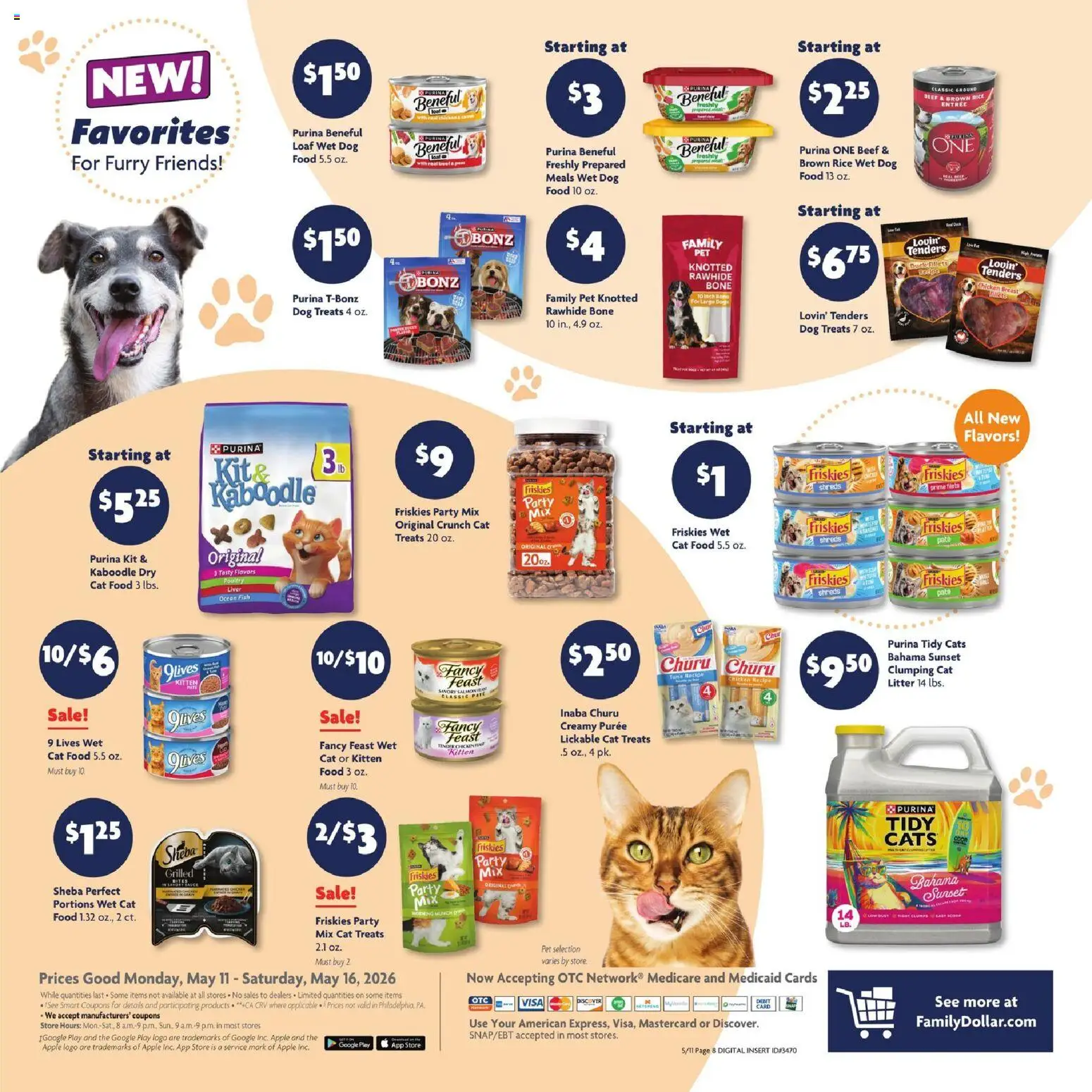 Family Dollar Weekly Ad - valid from 11.05.2026 | Page: 11 | Products: Dog Treats, Dog Food, Rice, Fish