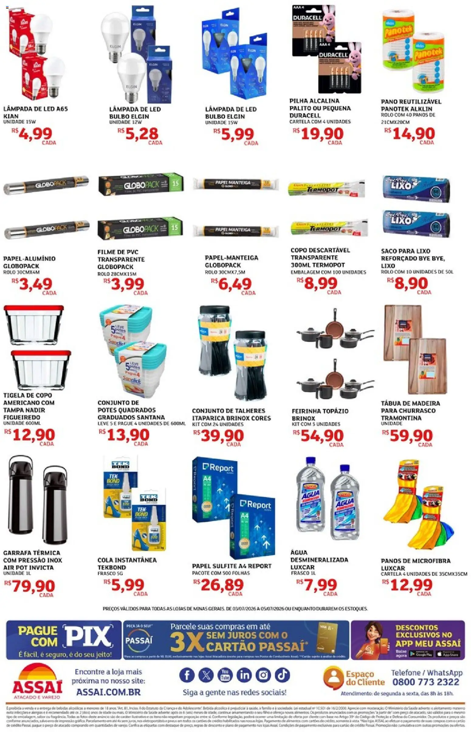 Assaí Atacadista Folheto - válido de 03/07/2026 | Página: 2 | Produtos: Rolo, Talheres, Papel sulfite, Base
