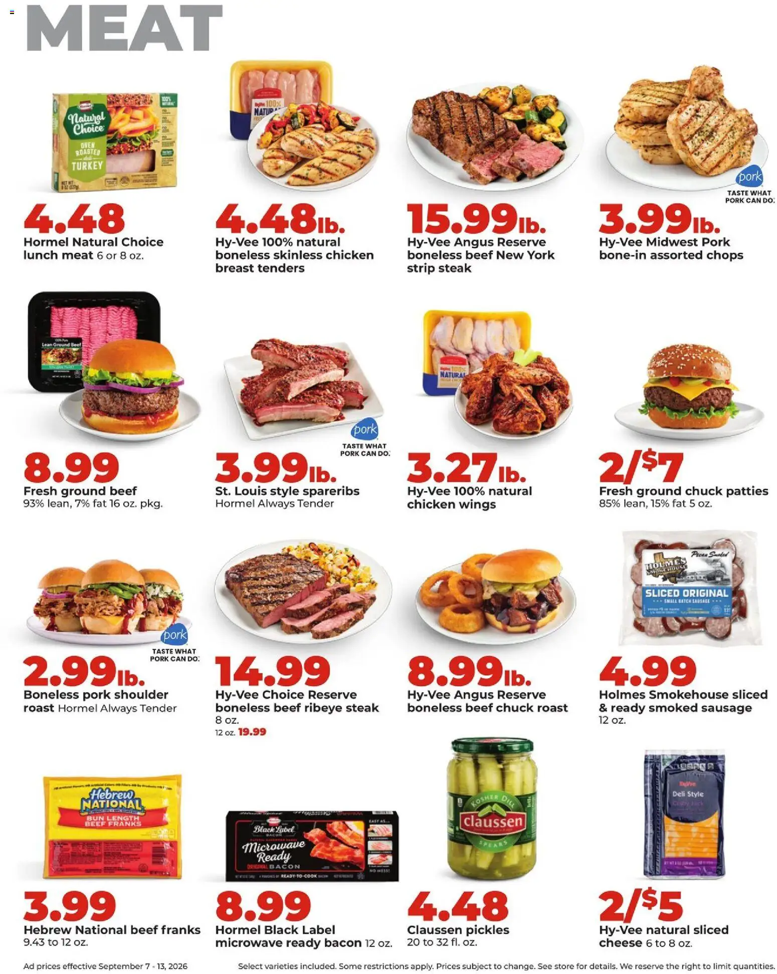 HyVee Weekly Ad - valid from 09/07/2026 | Page: 12 | Products: Meat, Pork, Beef chuck, Steak