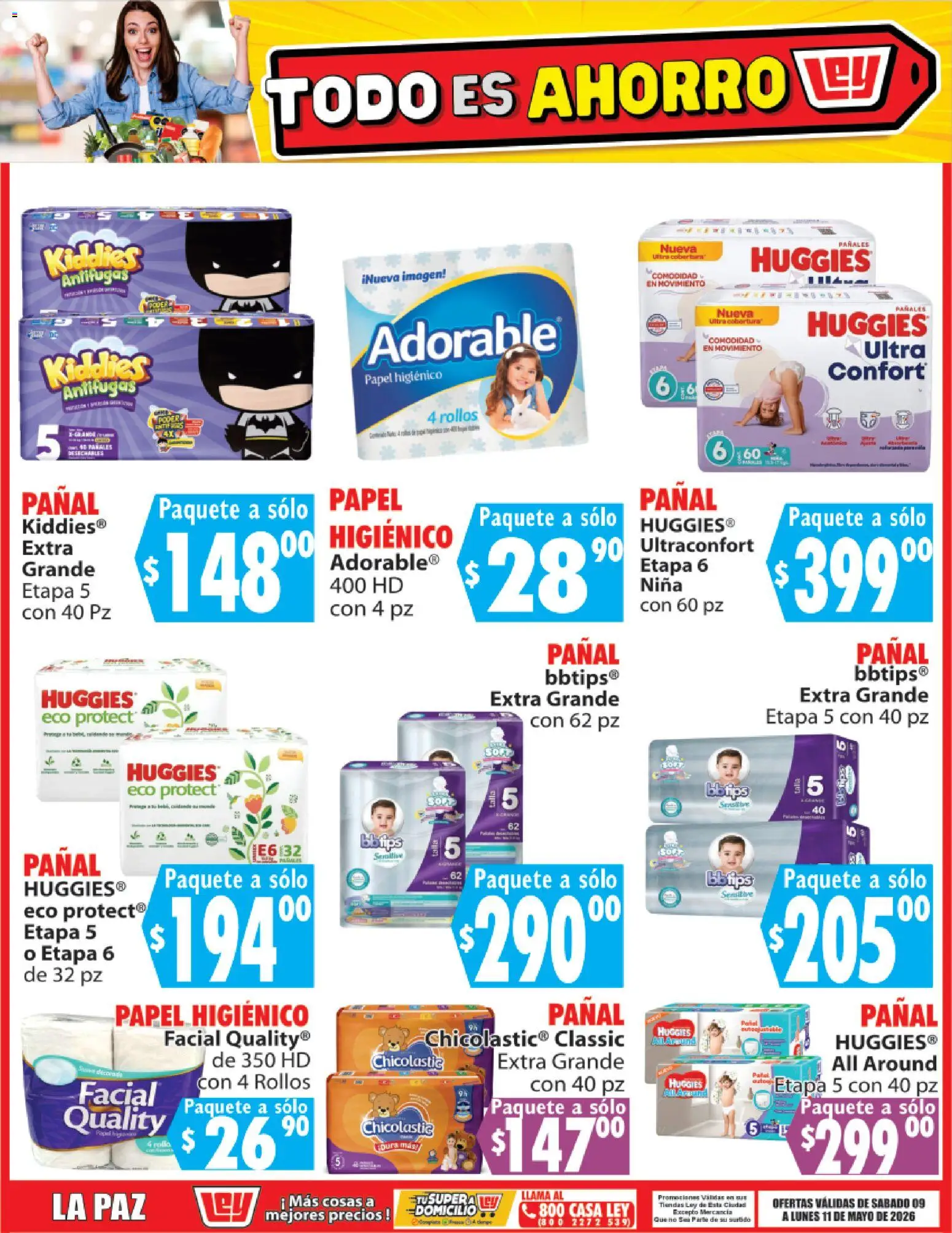 Nuevas ofertas de Casa Ley válidas en toda la República Mexicana desde el 09.05.2026. ¡Encuentra las mejores ofertas en Casa Ley folleto Todo es ahorro! | Página: 12 | Productos: Pañales, Papel higiénico