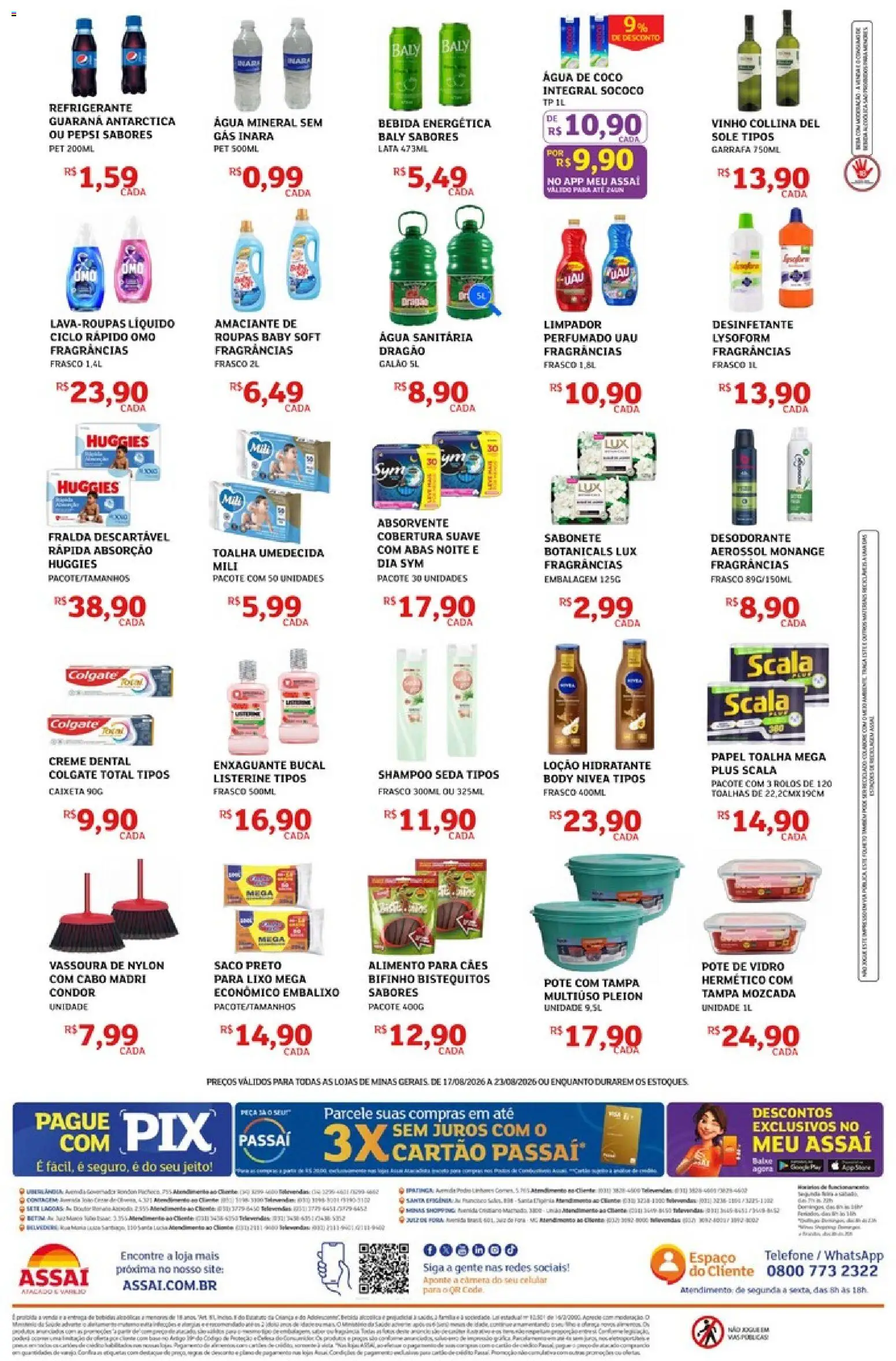 Assaí Atacadista Folheto - válido de 17/08/2026 | Página: 4 | Produtos: Celular, Pepsi, Água, Cabo