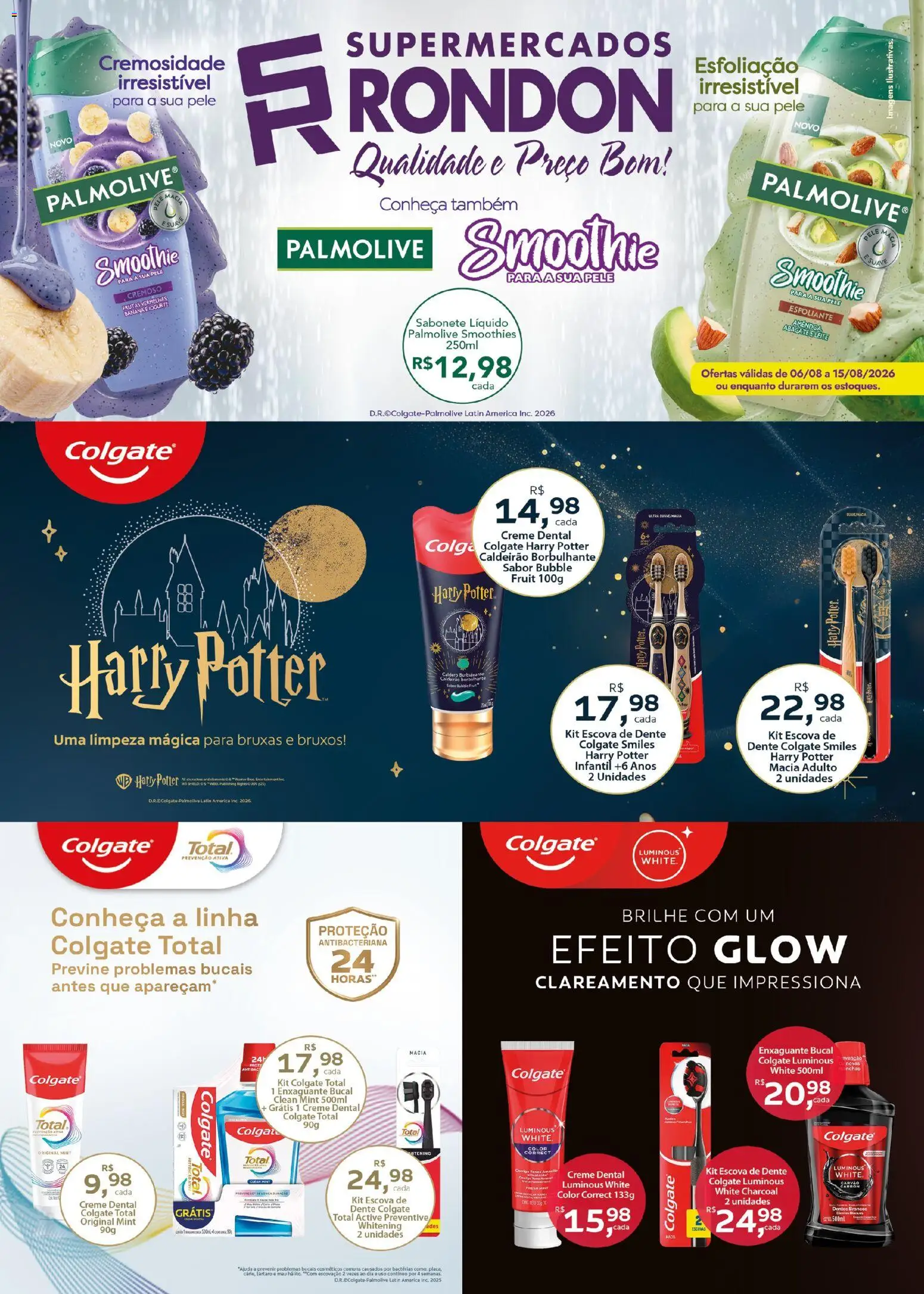 Supermercados Rondon Folheto - válido de 06/08/2026 | Página: 1 | Produtos: Frutas, Escova, Enxaguante bucal, Louça