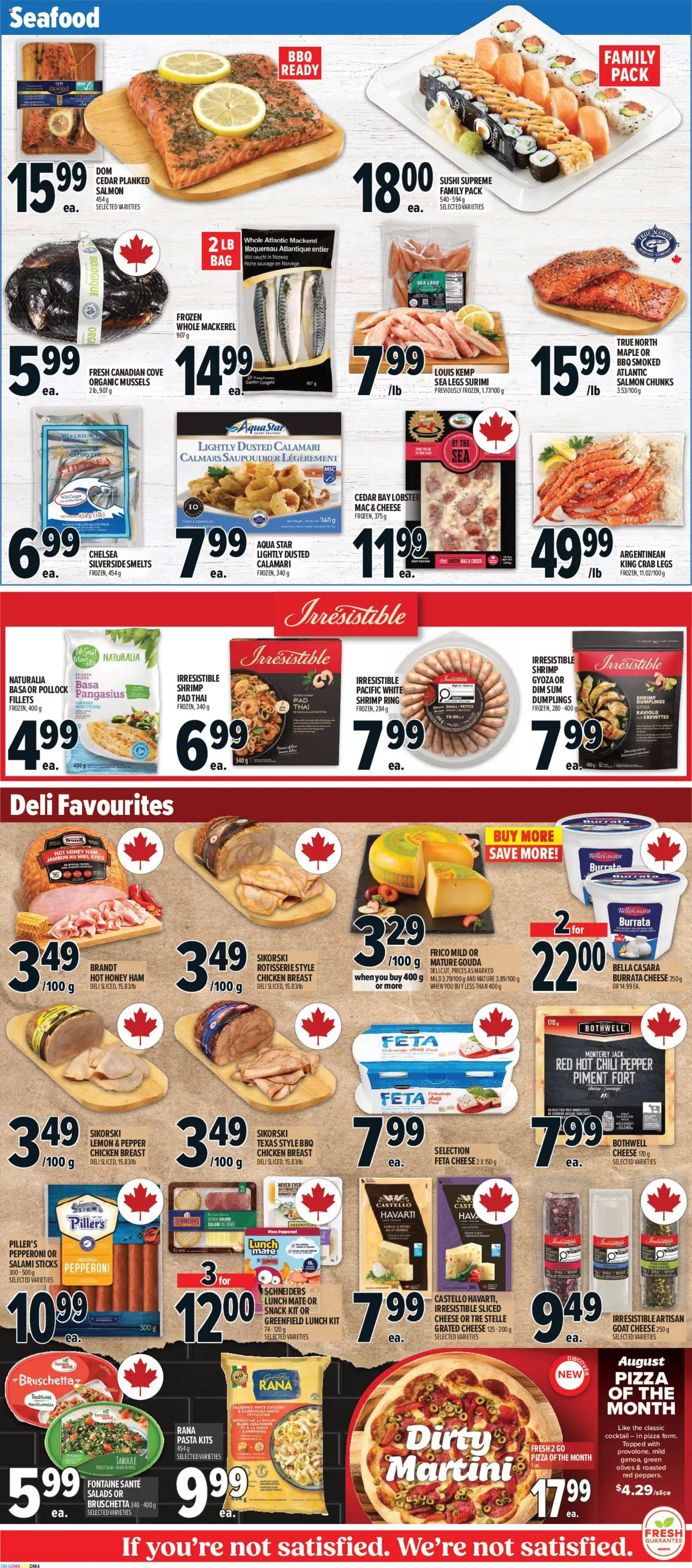 Metro flyer valid from Aug 6, 2026 | Page: 7 | Products: Seafood, Goat cheese, Olives, Pizza