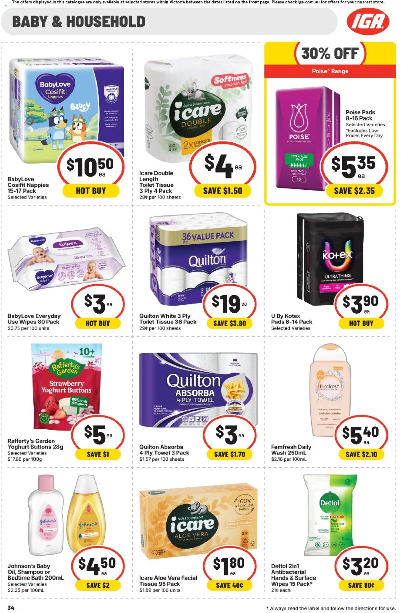 IGA catalogue - valid from 30/09/2026 | Page: 30 | Products: Household, Yoghurt, Nappies, Tissues