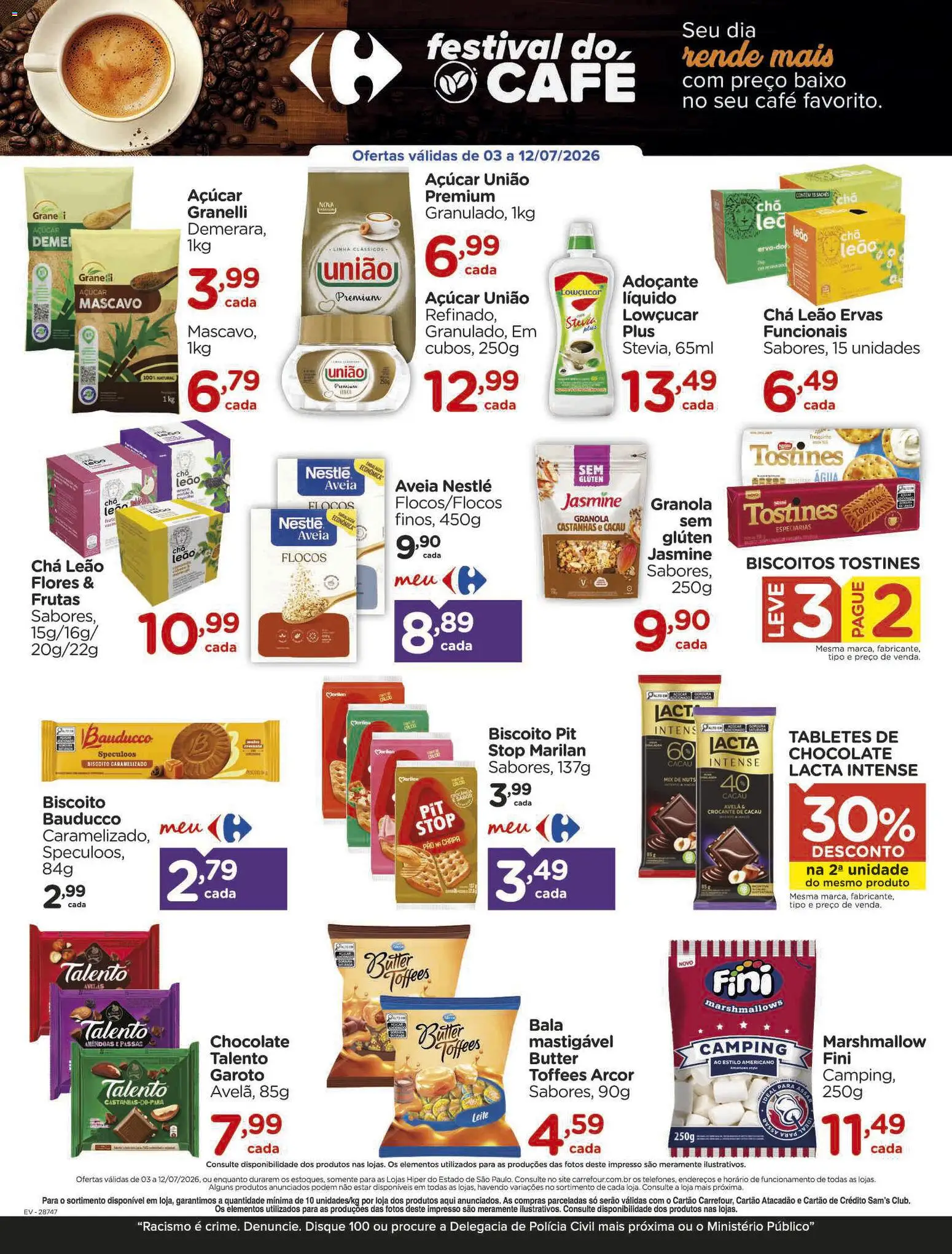 Carrefour Folheto - válido de 03/07/2026 | Página: 6 | Produtos: Chá, Baixo, Flocos, Açúcar