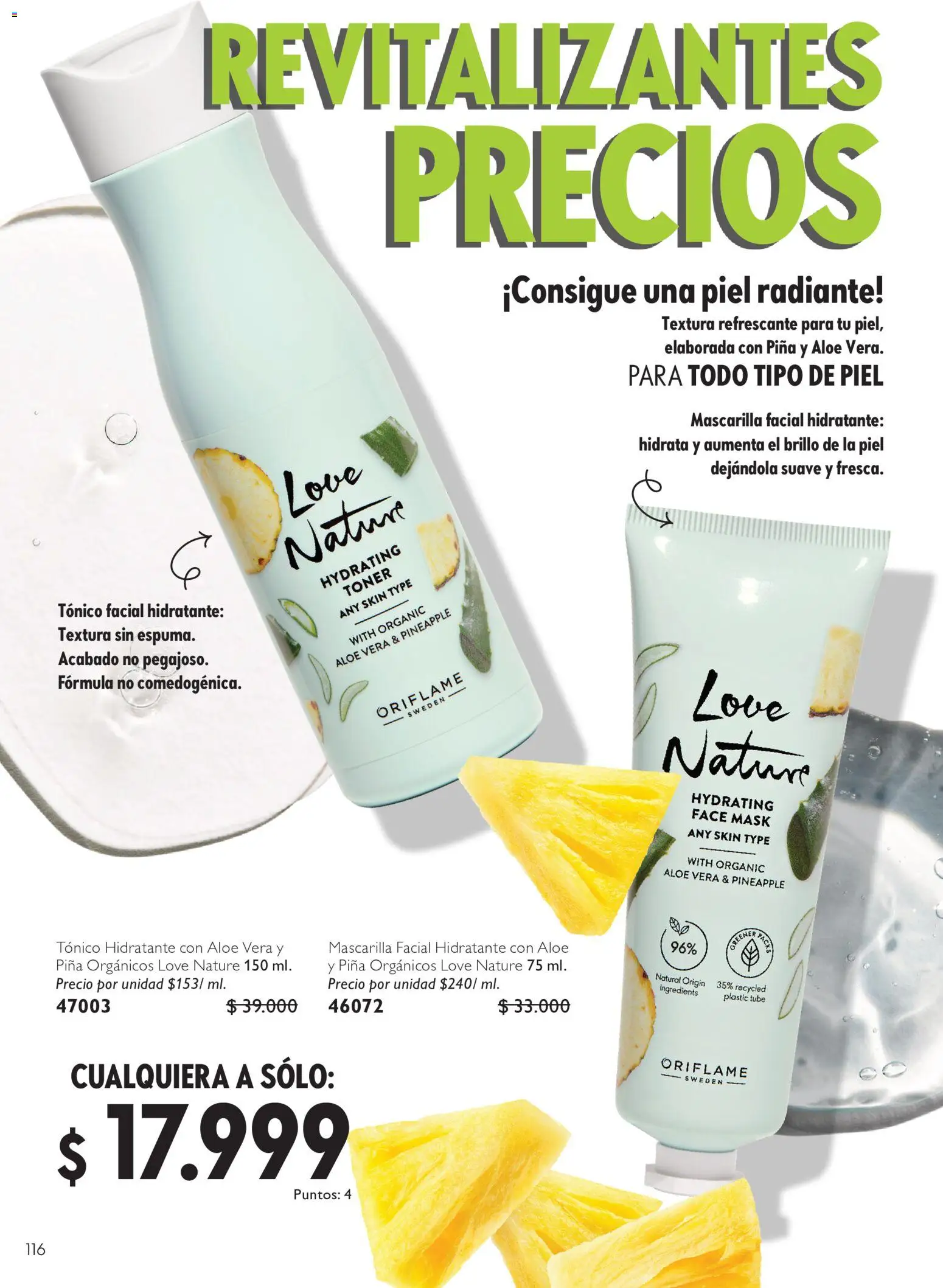 Oriflame revista - valida desde el 01/08/2026 | Página: 116 | Productos: Piña, Brillo, Mascarilla, Toner