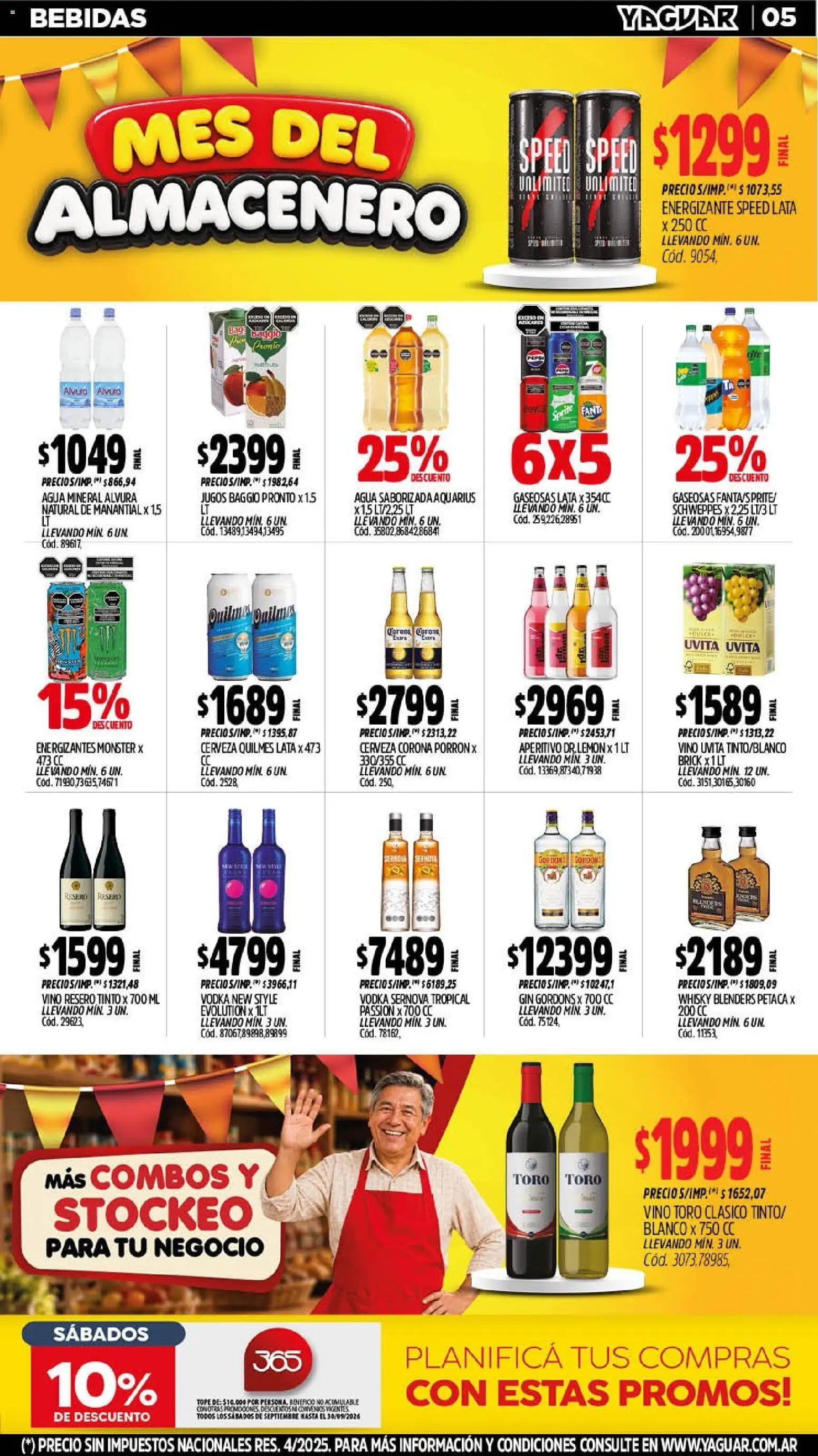 Yaguar - Oferta Semanal General Roca │ válido desde el 07/09/2026 | Página: 5 | Productos: Fanta, Gin, Agua mineral, Vino