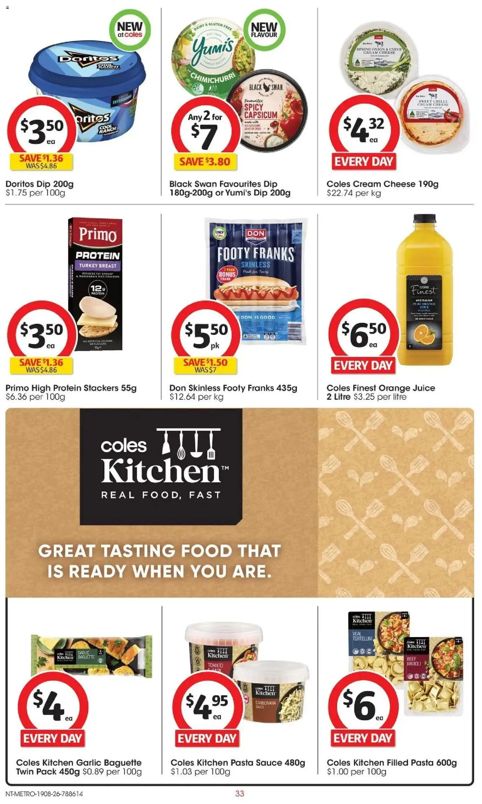 Coles catalogue - valid from 20/08/2026 | Page: 33 | Products: Crackers, Cheese, Beef, Cream