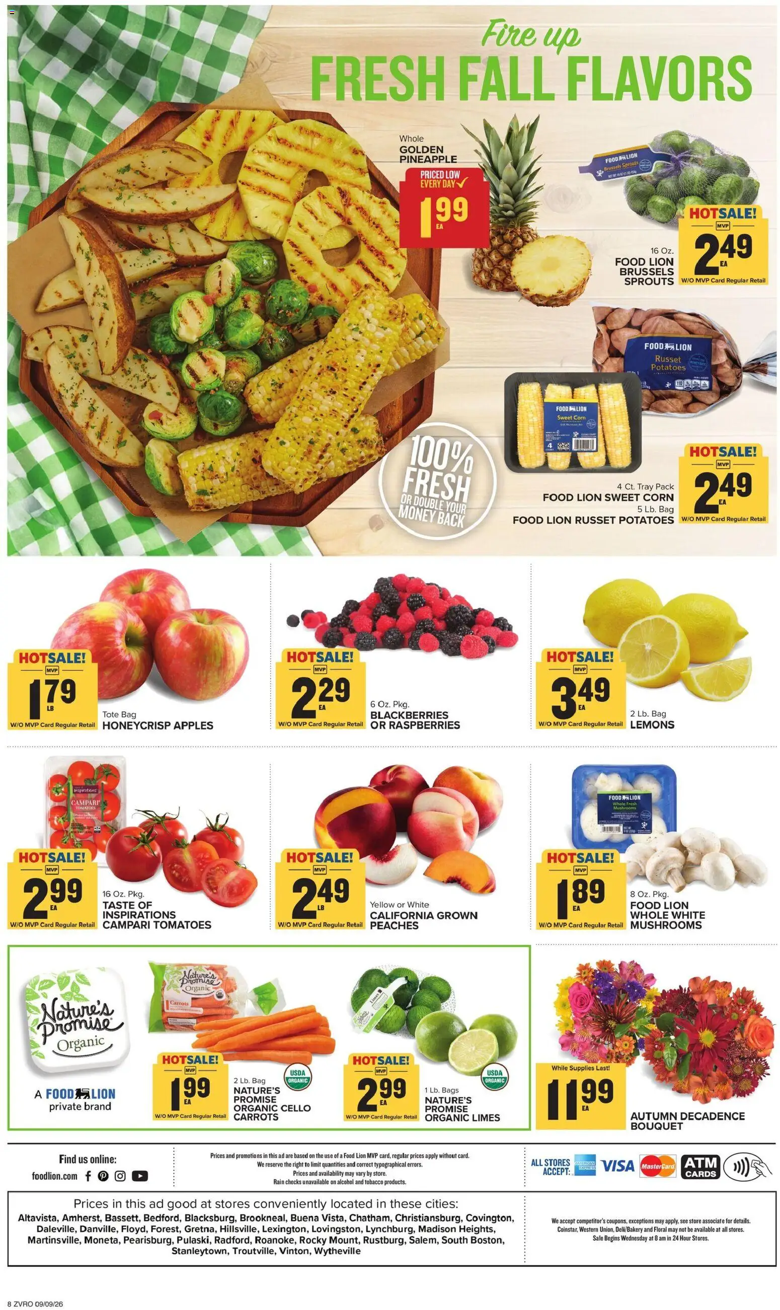 Food Lion Weekly Ad - valid from 09/09/2026 | Page: 3 | Products: Brussels Sprouts, Alcohol, Bag, Carrots