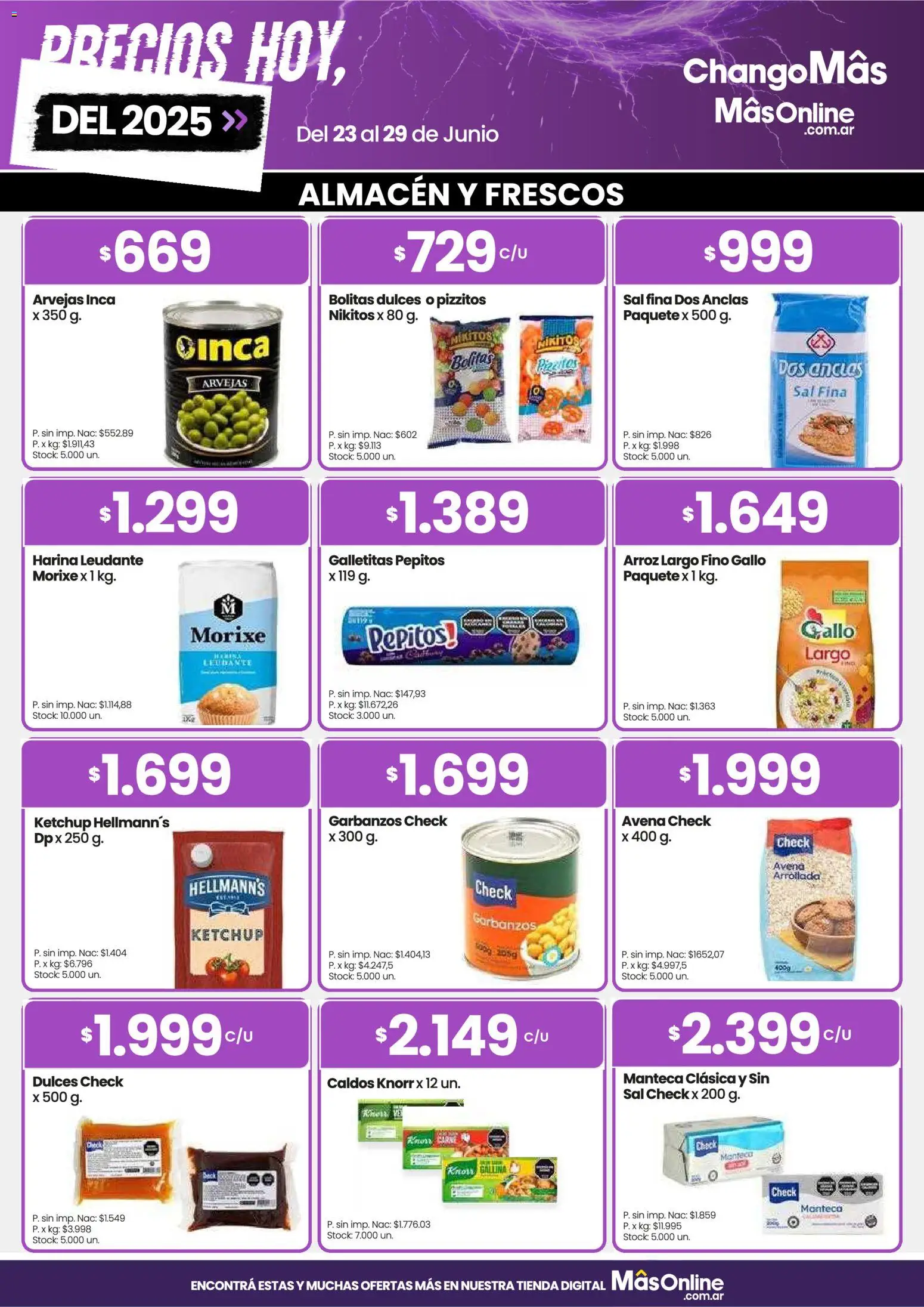 Changomas ofertas │ válido desde el 23/06/2026 | Página: 3 | Productos: Galletitas, Ketchup, Sal, Arroz