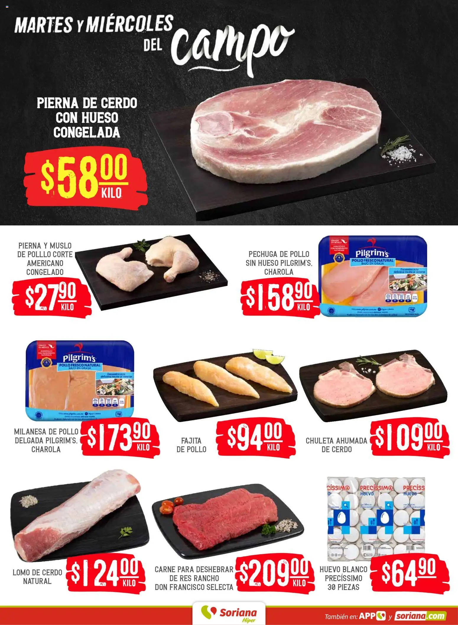 Nuevas ofertas de Soriana válidas en toda la República Mexicana desde el 19.05.2026. ¡Encuentra las mejores ofertas en Soriana Martes y Miércoles del Campo Híper: Nuevo León, Ciudad Victoria y Tampico! | Página: 4 | Productos: Pollo, Milanesa, Huevo, Cerdo