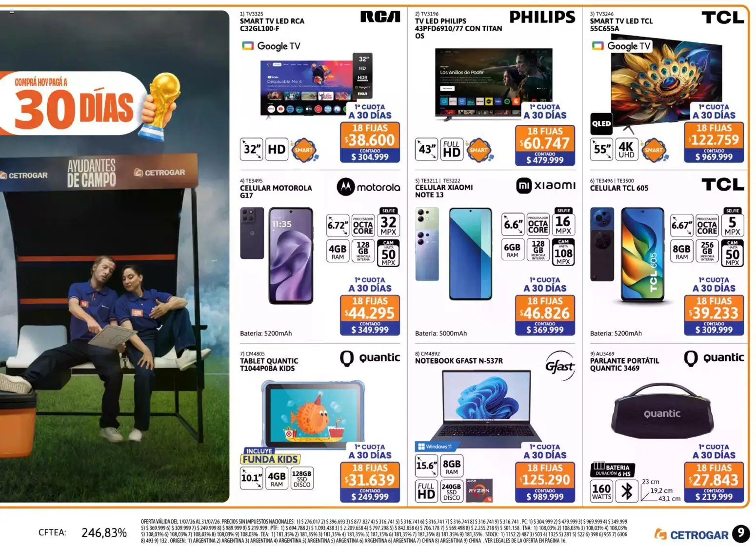 Cetrogar catálogo │ válido desde el 01/07/2026 | Página: 9 | Productos: Batería, Tablet, Parlante, Notebook