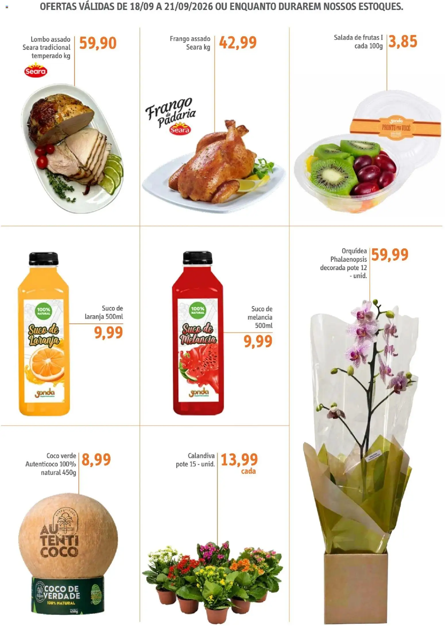Sonda Folheto - válido de 18/09/2026 | Página: 6 | Produtos: Coco, Orquídea, Lombo, Suco de laranja