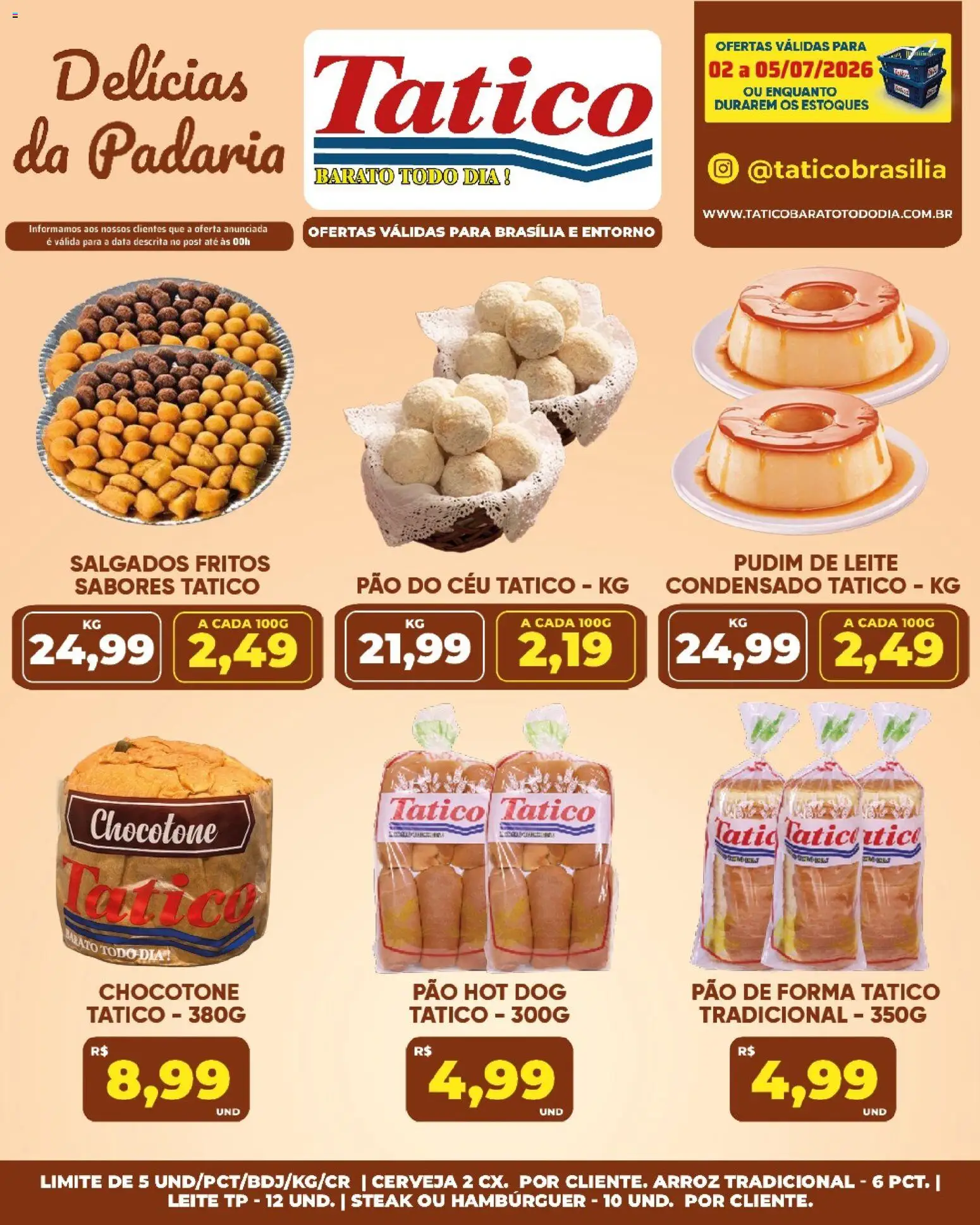 Tatico Folheto - válido de 06/07/2026 | Página: 52 | Produtos: Leite, Arroz, Pão de forma, Chocotone