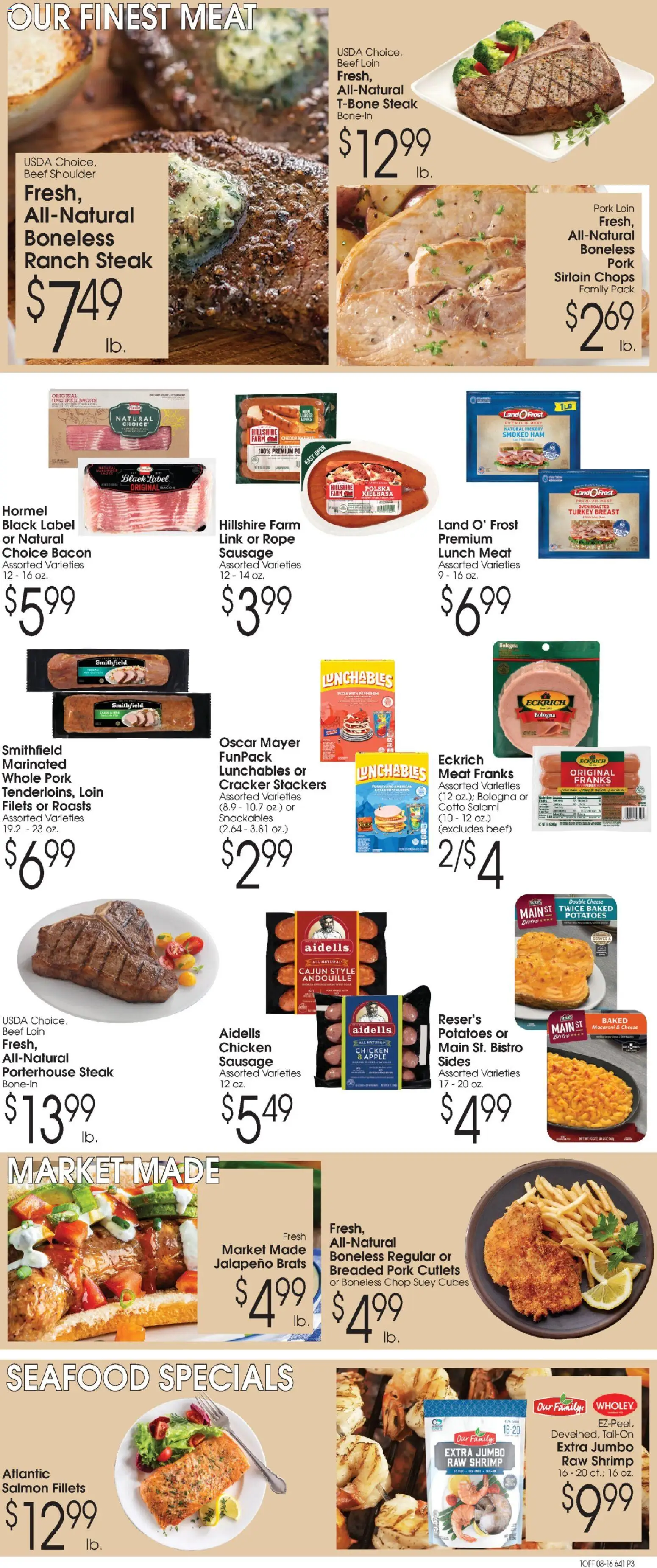 Family Fare Ad - valid from 08/16/2026 | Page: 3 | Products: Pork loin, Turkey, Chicken, Seafood
