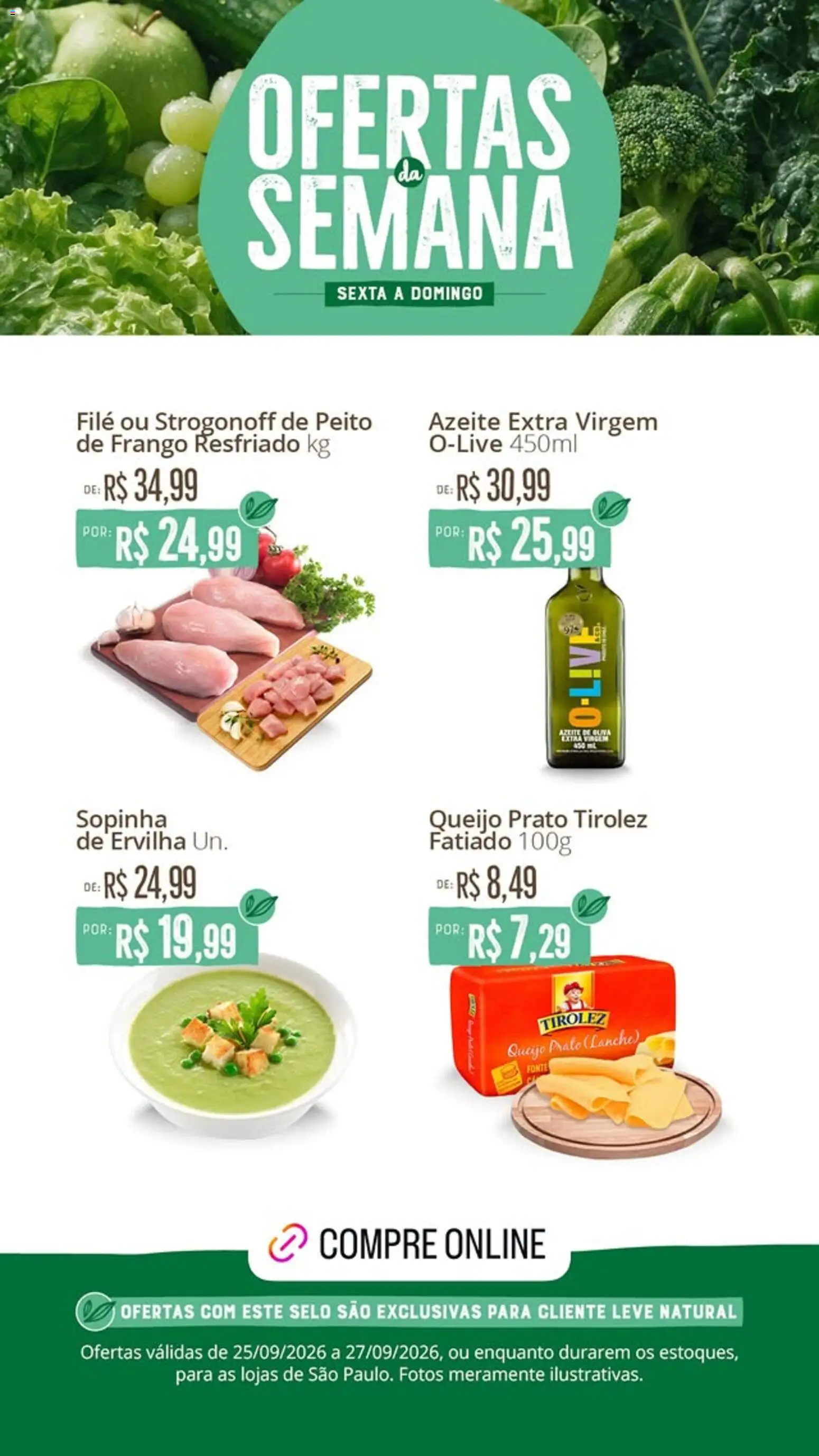 Natural da Terra Folheto - válido de 25/09/2026 | Página: 2 | Produtos: Azeite extra virgem, Frango, Azeite, Peito de frango