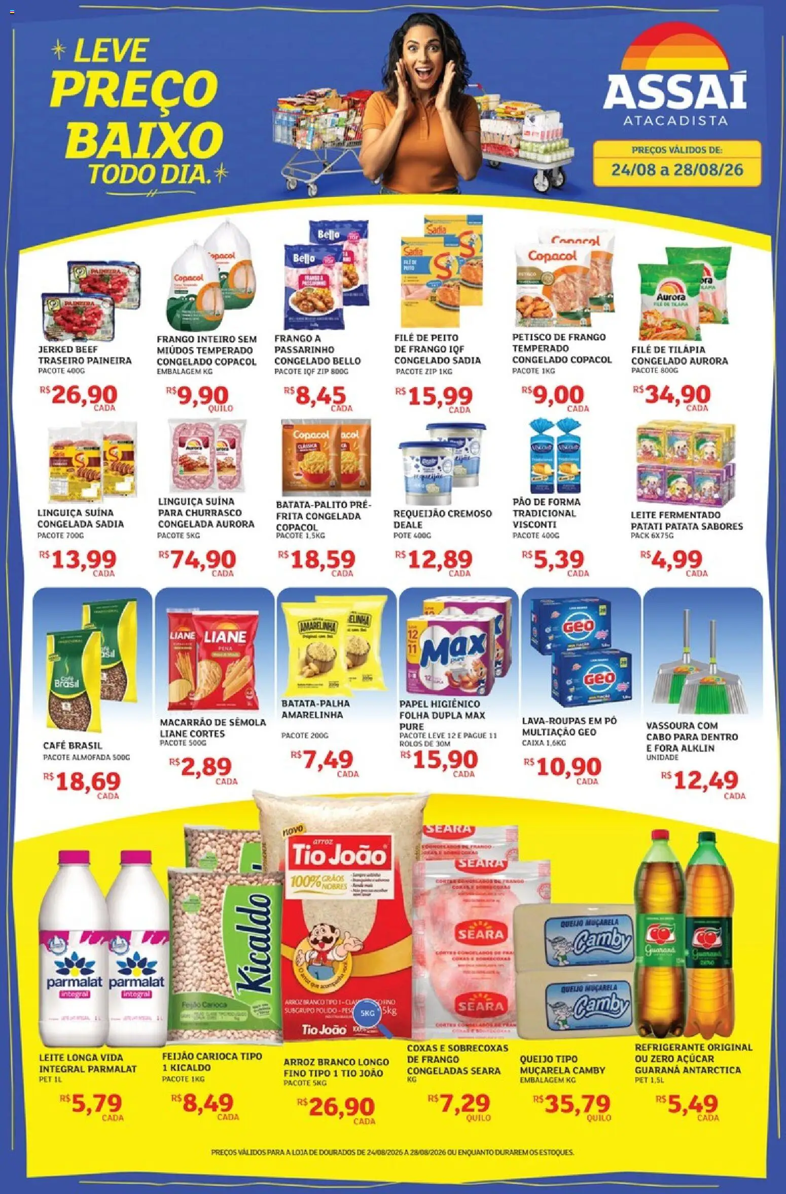 Assaí Atacadista Folheto - válido de 24/08/2026 | Página: 1 | Produtos: Guaraná, Frango inteiro, Linguiça, Macarrão