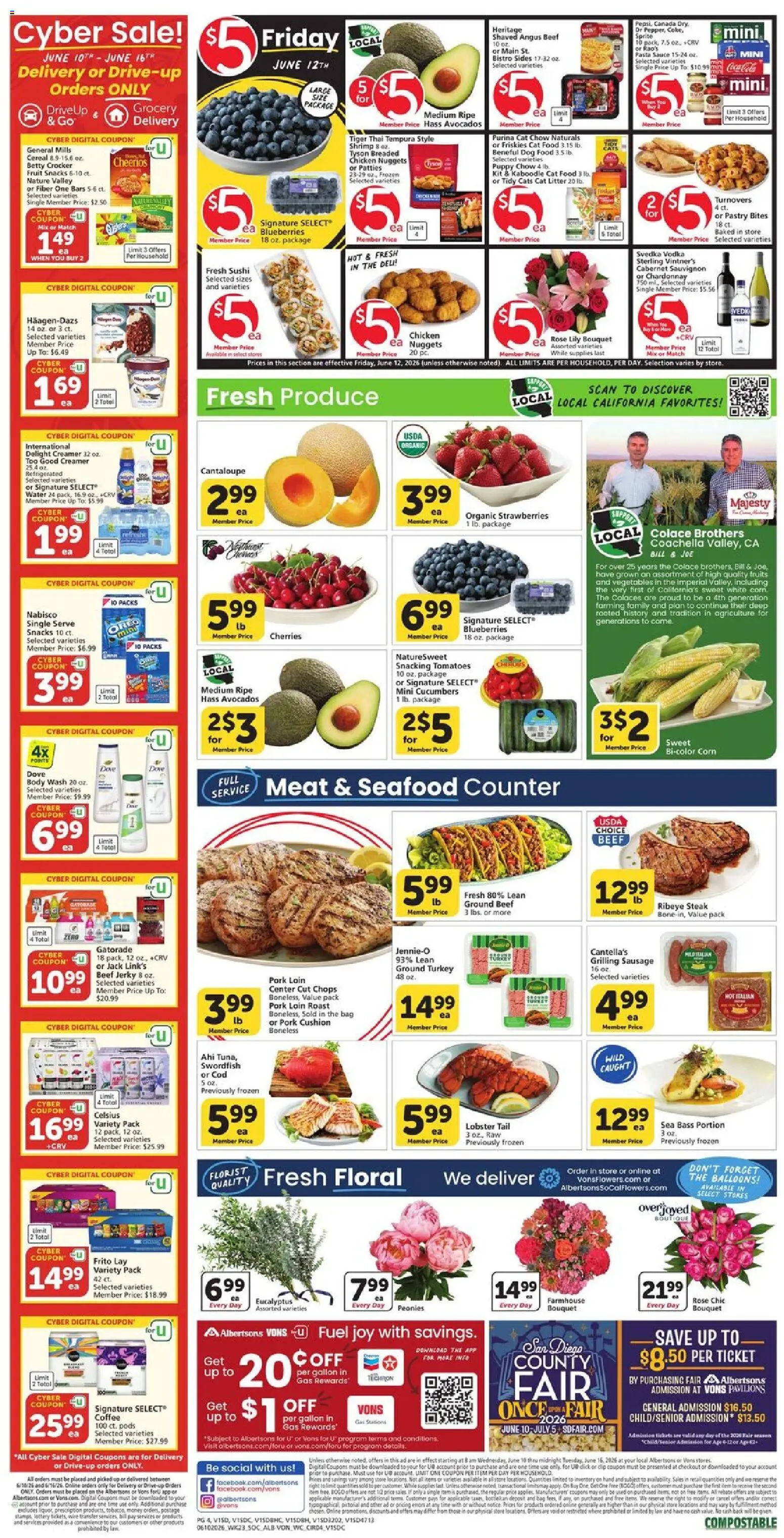 Vons Weekly Ad - valid from 10.06.2026 | Page: 4 | Products: Plier, Cucumbers, Vegetables, Sausage