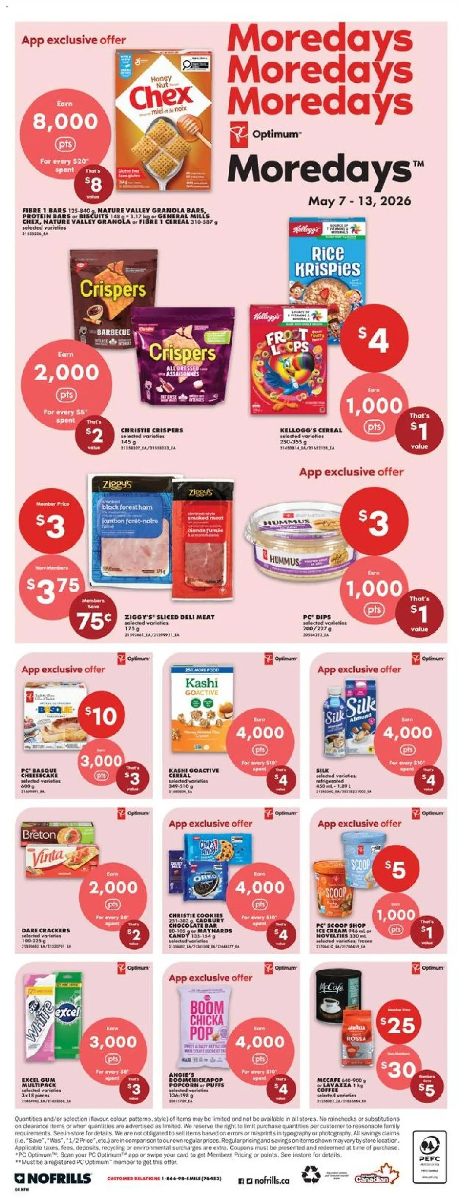 No Frills flyer valid from 07.05.2026 | Page: 4 | Products: Cream, PC, Chocolate, Ham