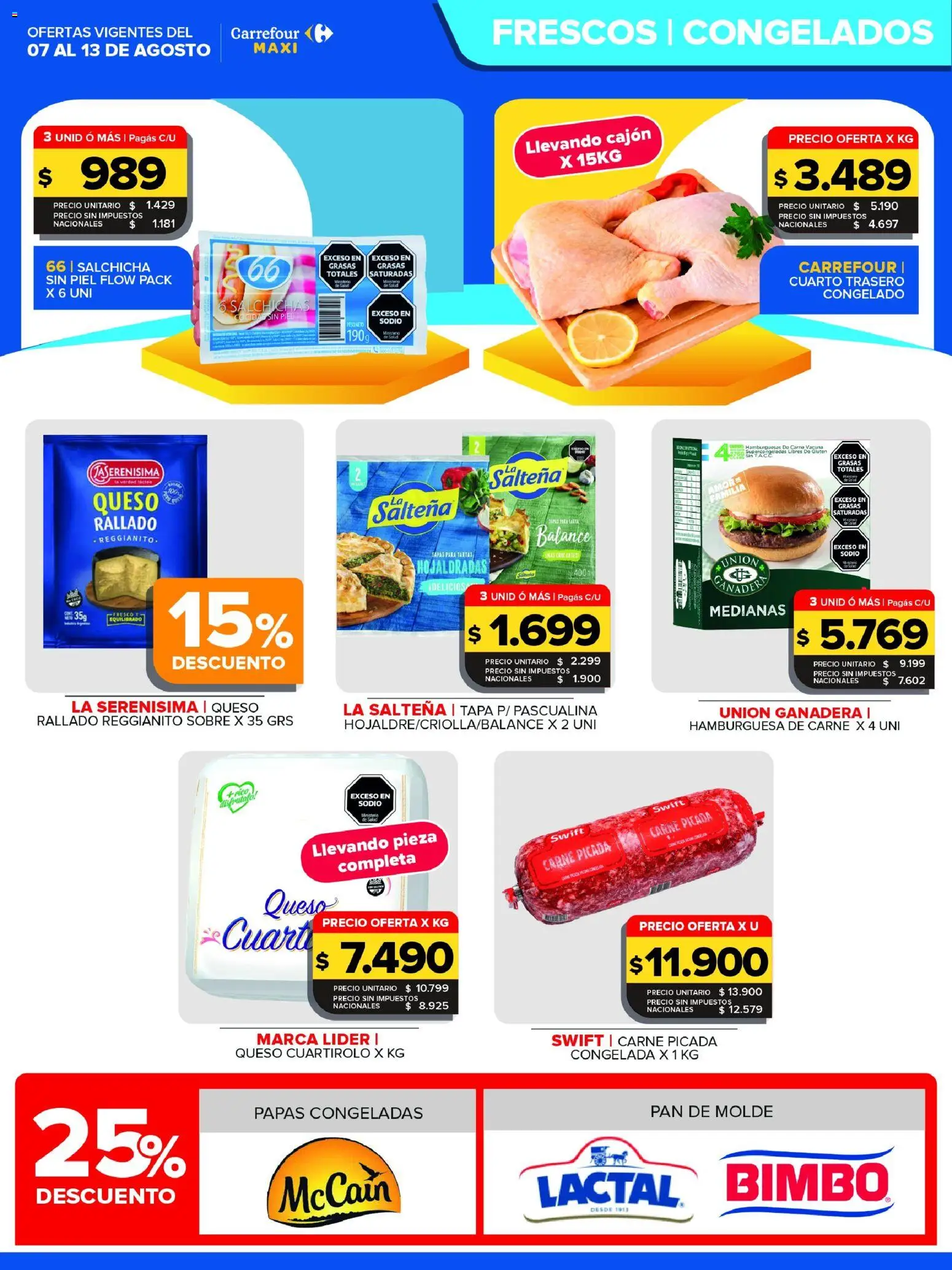 Carrefour Maxi catálogo │ válido desde el 07/08/2026 | Página: 9 | Productos: Molde, Peso, Hamburguesa, Papas
