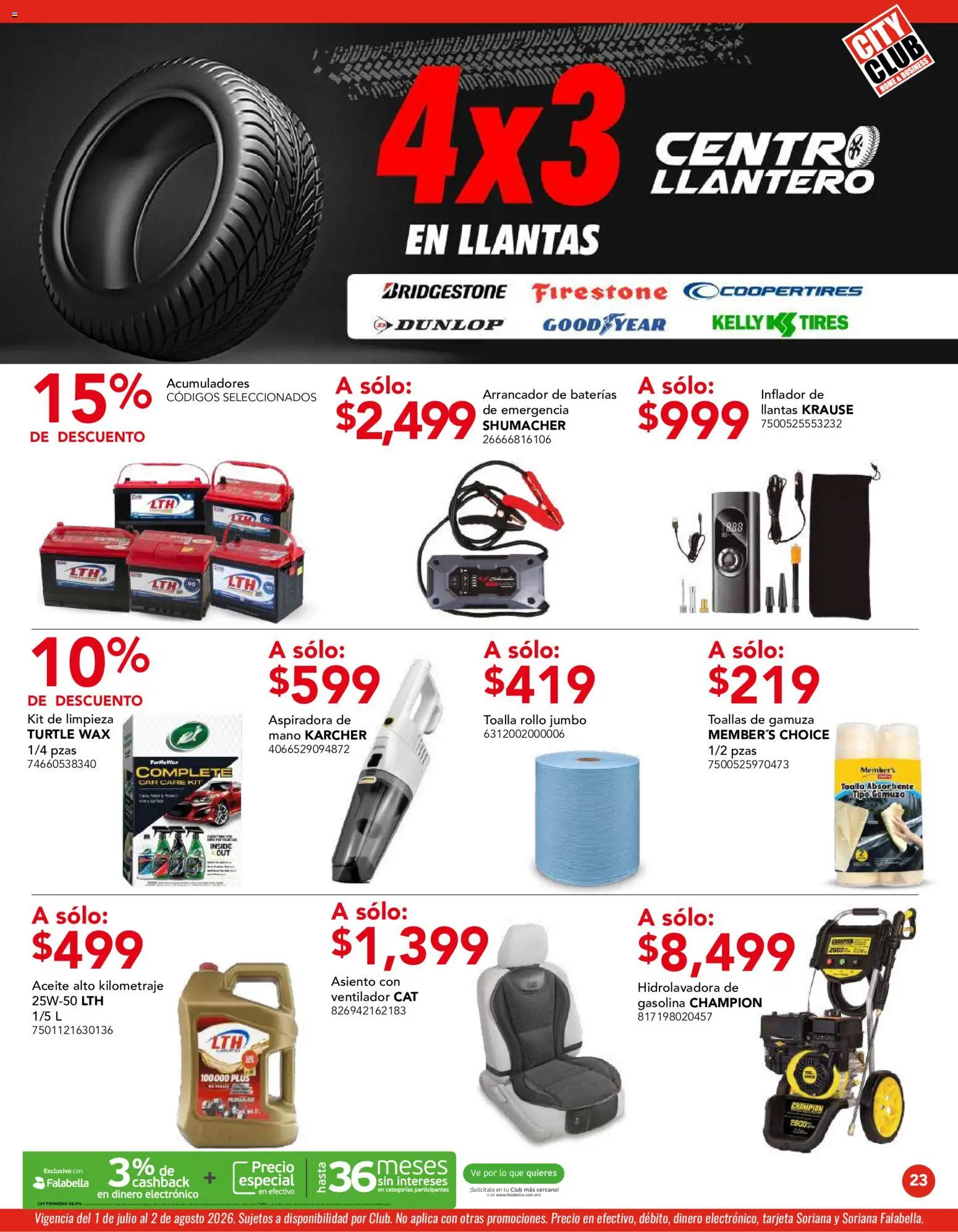 Nuevas ofertas de City Club válidas en toda la República Mexicana desde el 01/07/2026. ¡Encuentra las mejores ofertas en City Club catálogo! | Página: 23 | Productos: Aceite, Gamuza, Aspiradora, Toallas