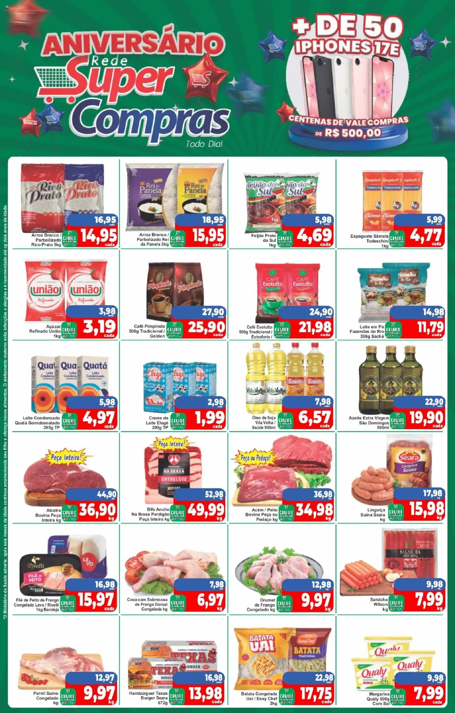 Rede Super Compras Folheto - válido de 27/07/2026 | Página: 1 | Produtos: Salsicha, Linguiça, Margarina, Peito de frango