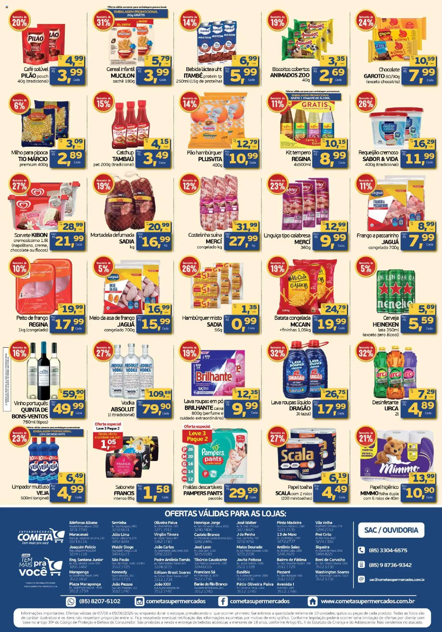 Cometa Supermercados Folheto - válido de 07/08/2026 | Página: 2 | Produtos: Limpador multiuso, Café, Mortadela, Hambúrguer