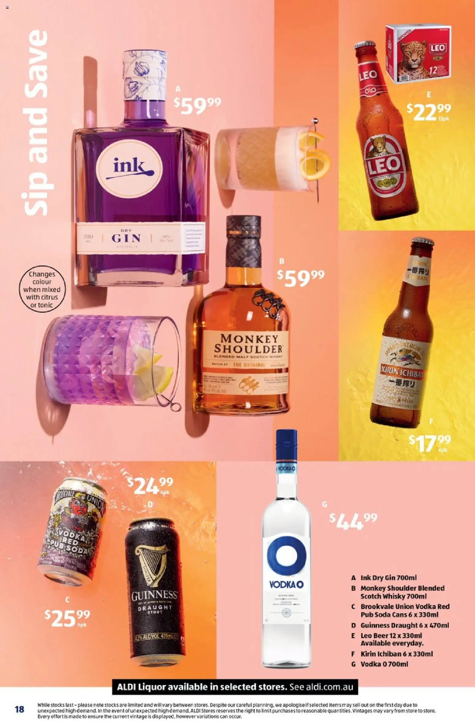 Aldi catalogue - valid from 24.06.2026 | Page: 18 | Products: Beer, Gin, Vodka, Scotch