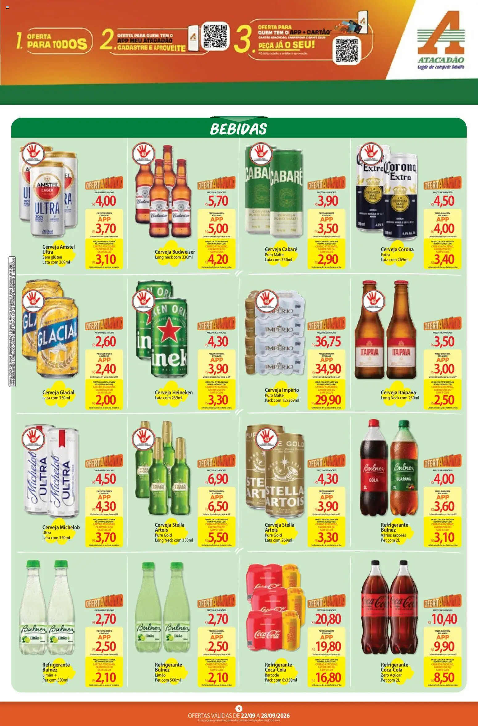 Atacadão Folheto - válido de 22/09/2026 | Página: 5 | Produtos: Cola, Cerveja, Heineken, Cerveja Corona